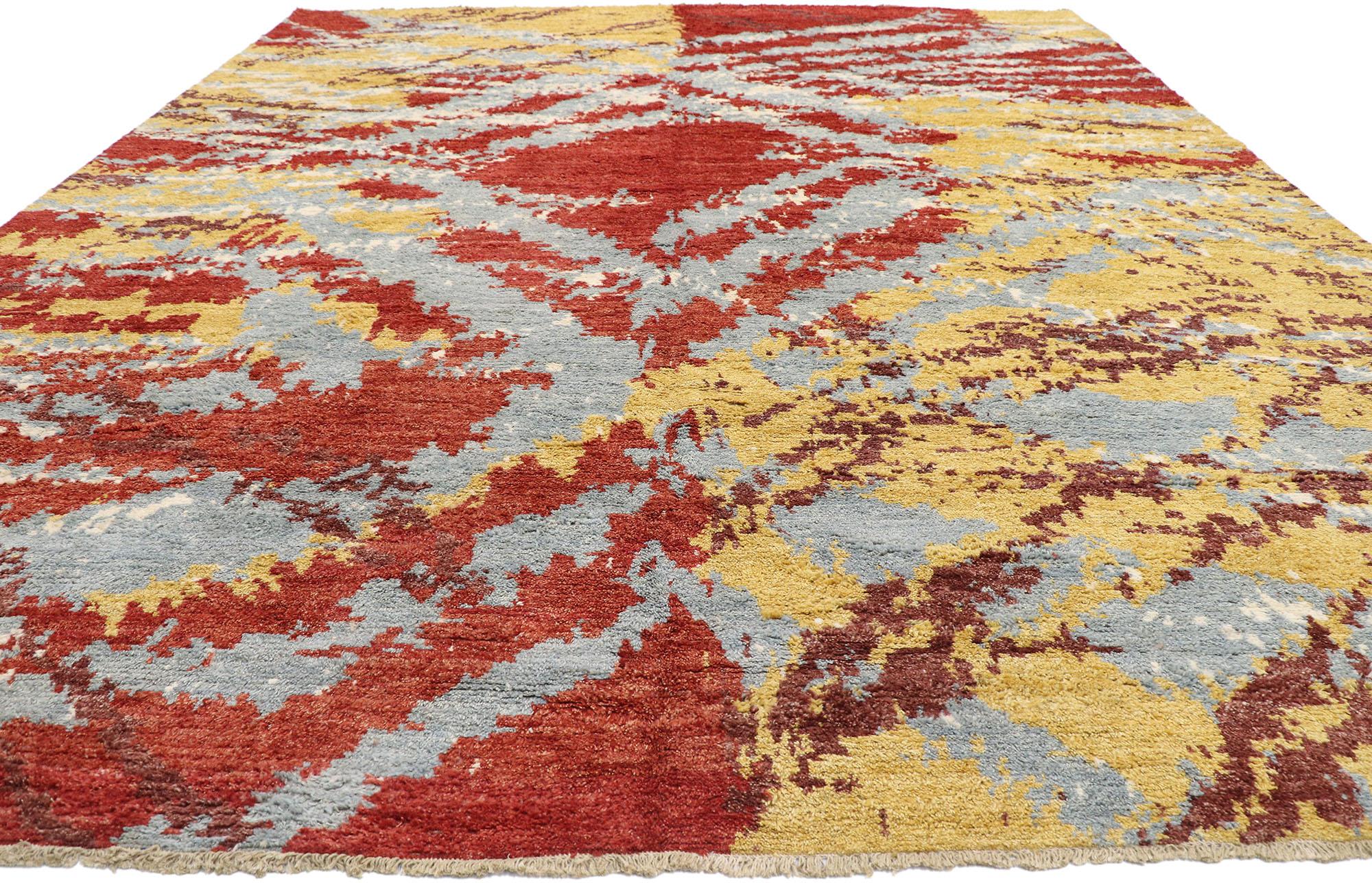 Expressionist New Contemporary Moroccan Rug with Abstract Expressionism & Post-Modern Style For Sale