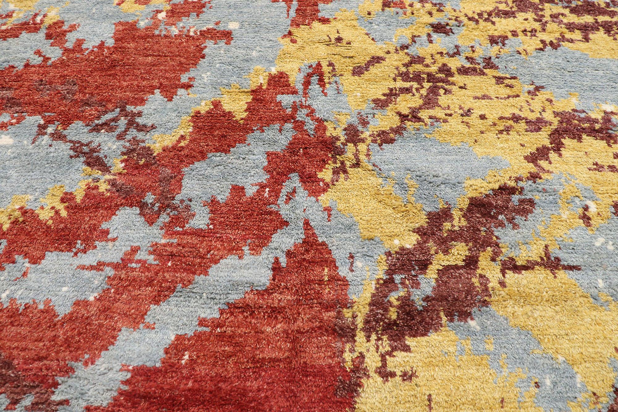 Pakistani New Contemporary Moroccan Rug with Abstract Expressionism & Post-Modern Style For Sale