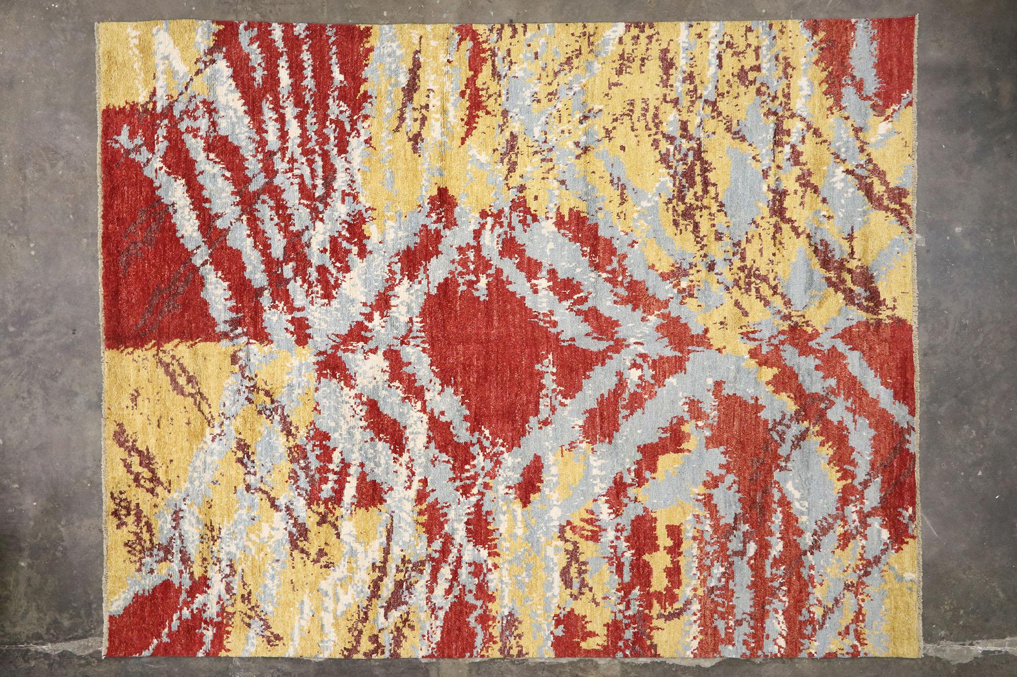New Contemporary Moroccan Rug with Abstract Expressionism & Post-Modern Style For Sale 1
