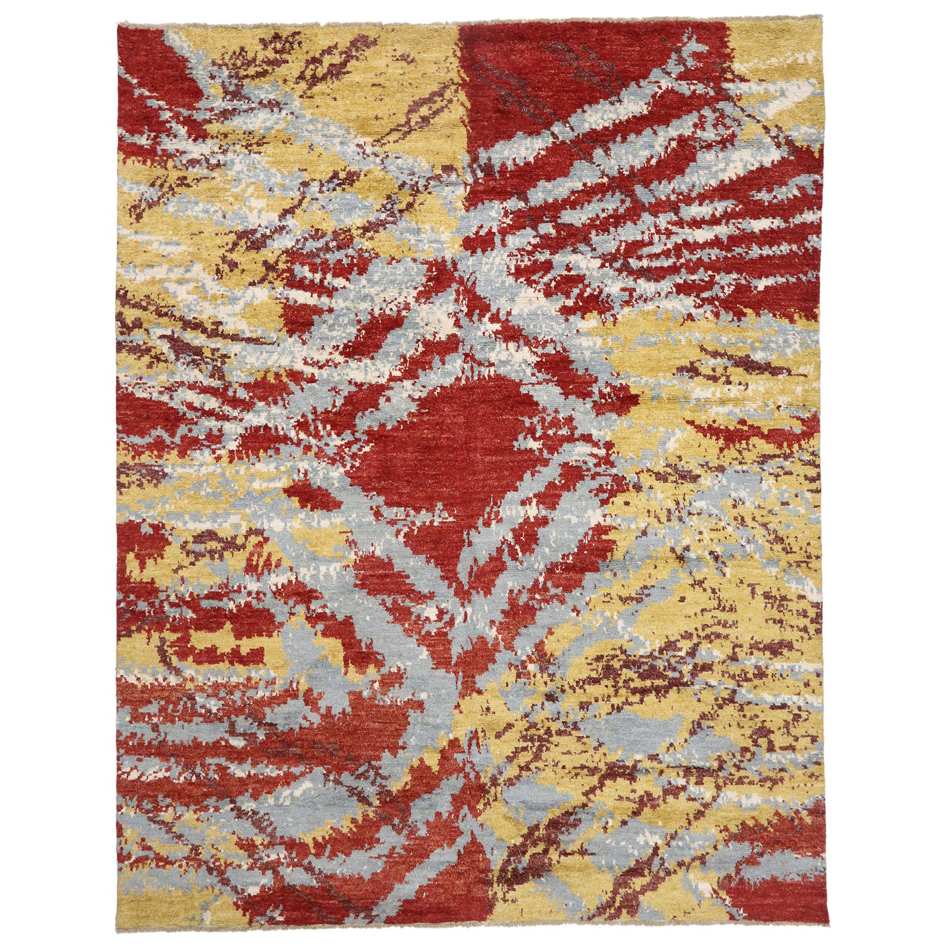 New Contemporary Moroccan Rug with Abstract Expressionism & Post-Modern Style