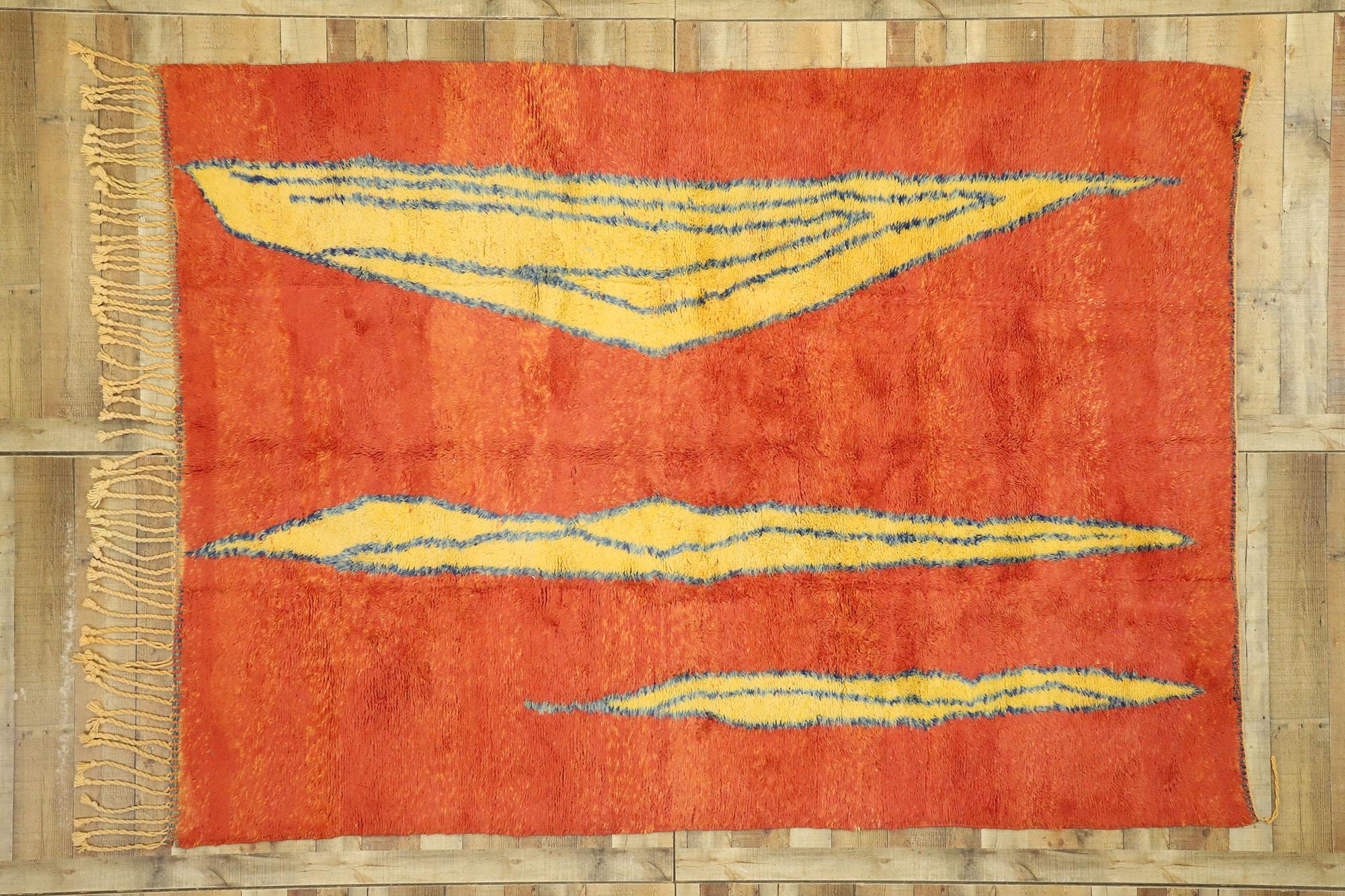Wool Modern Beni Mrirt Moroccan Rug Inspired by Paul Klee and Clyfford Still For Sale