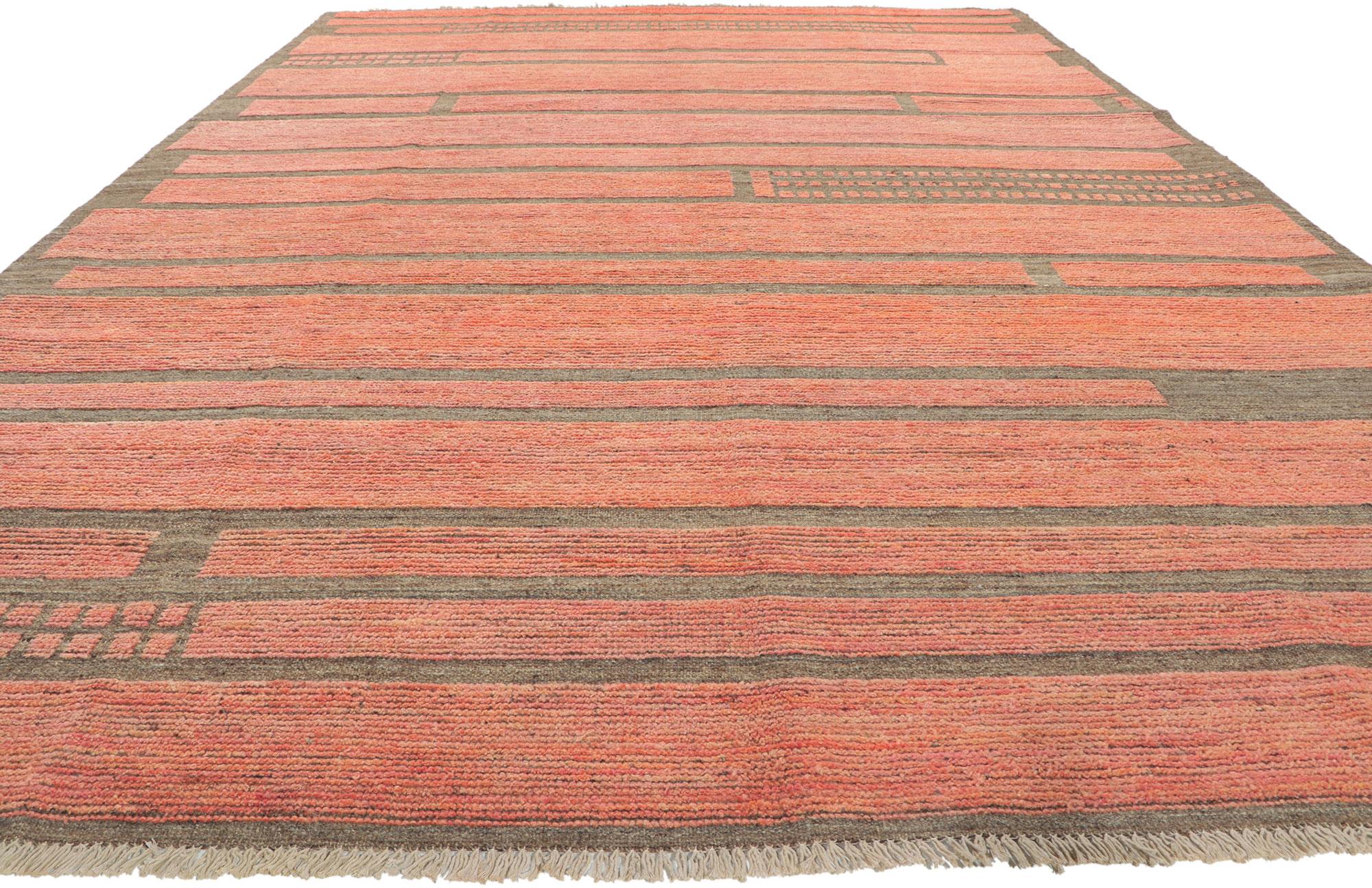 Pakistani New Contemporary Moroccan Rug with Bauhaus Style For Sale