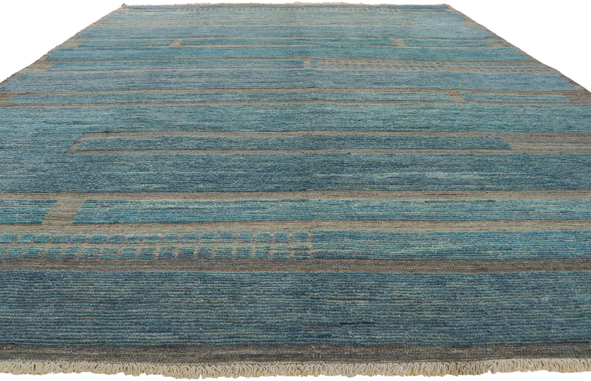Pakistani Modern Bauhaus Style Moroccan Rug, Simplicity Meets Understated Elegance For Sale