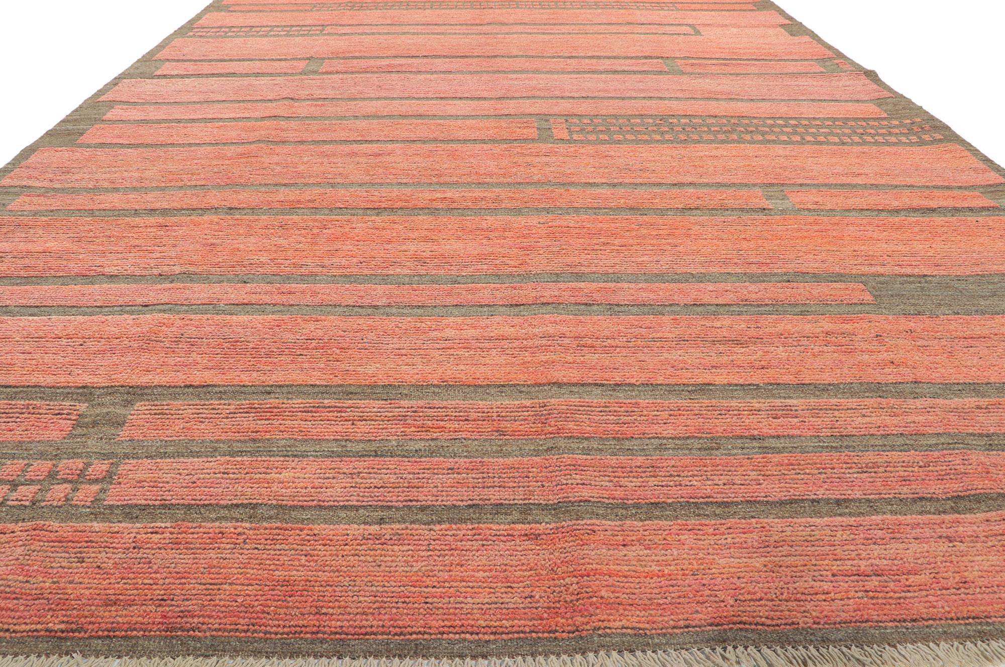 Wool New Contemporary Moroccan Rug with Bauhaus Style For Sale