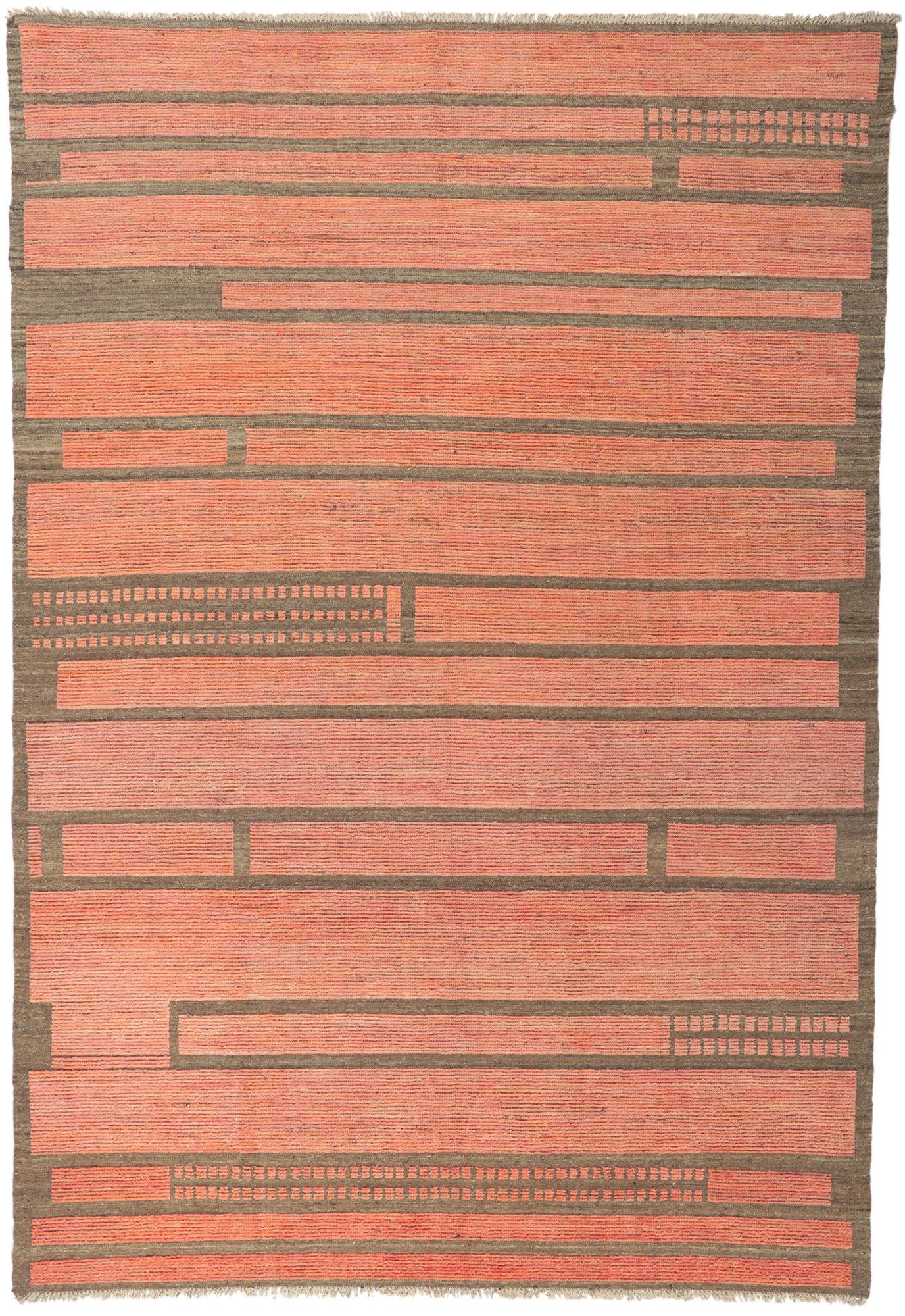 Tapis marocain Bauhaus moderne de couleur terre, 08'04 x 12'03 en vente 1