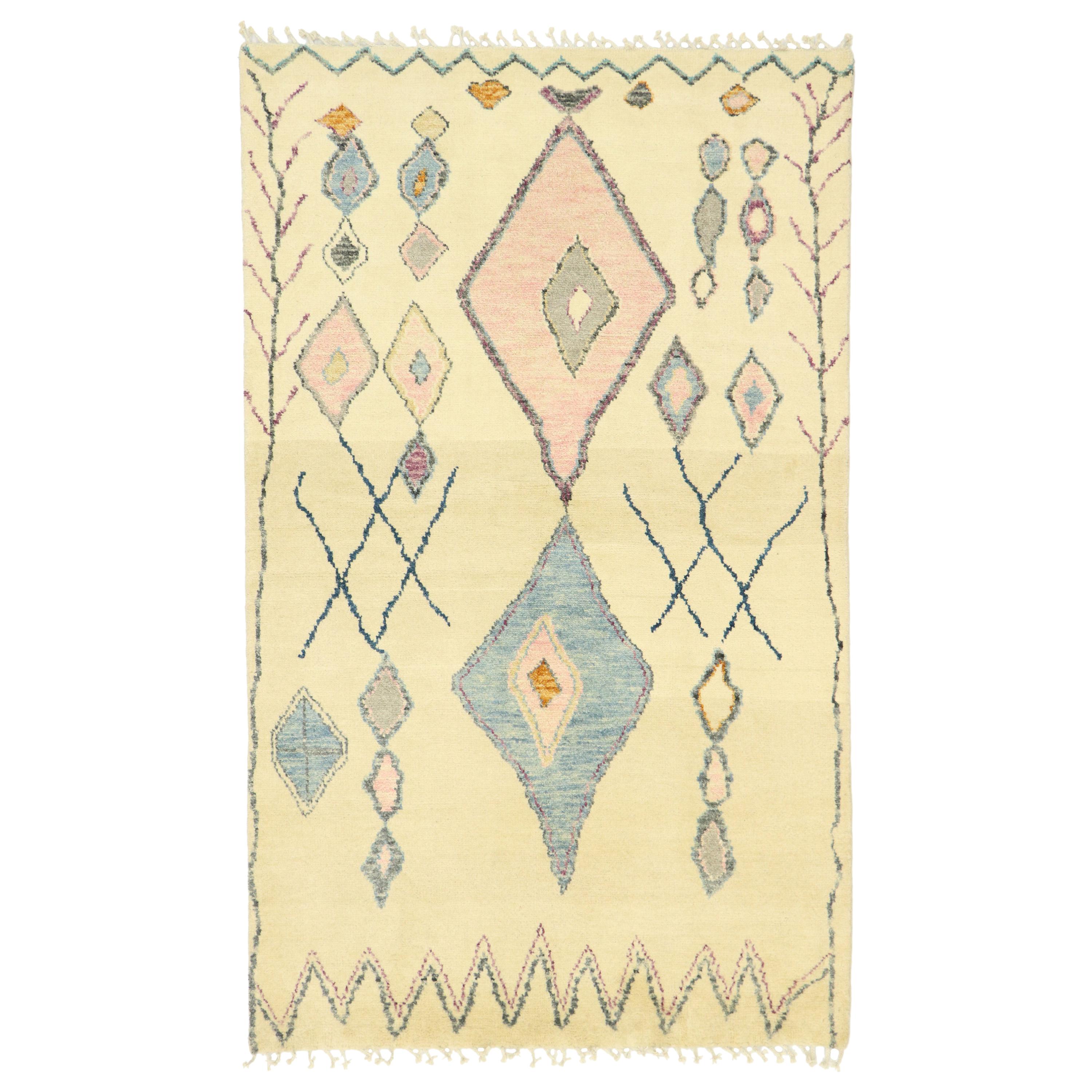 New Contemporary Moroccan Rug with Boho Chic Tribal Style with Cozy Hygge Vibes For Sale