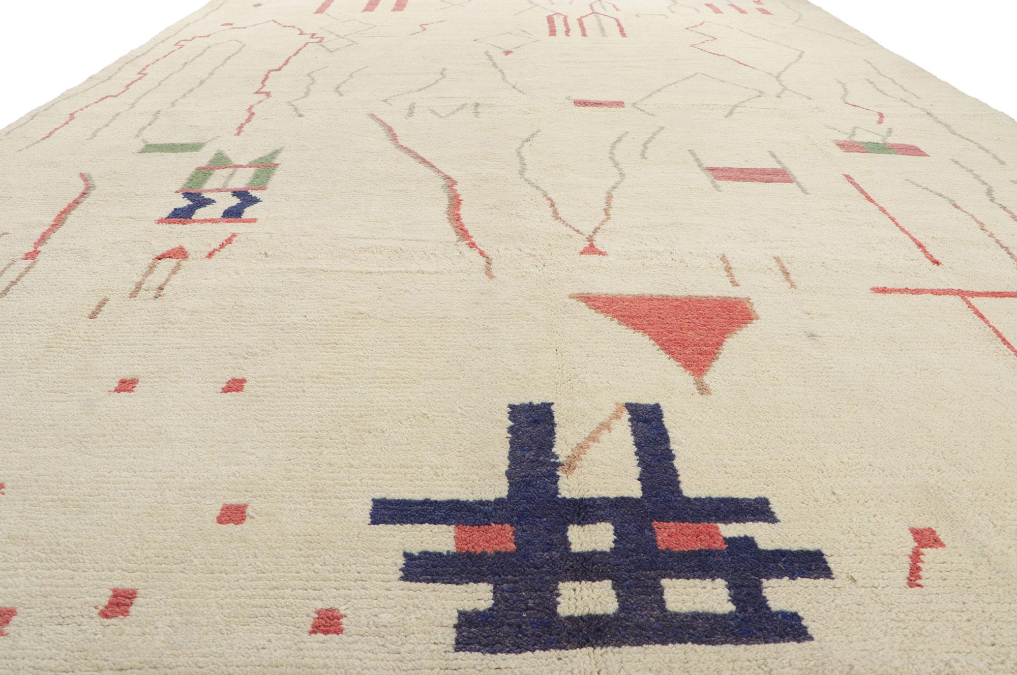 Pakistani New Contemporary Moroccan Rug with Brutalist Style For Sale