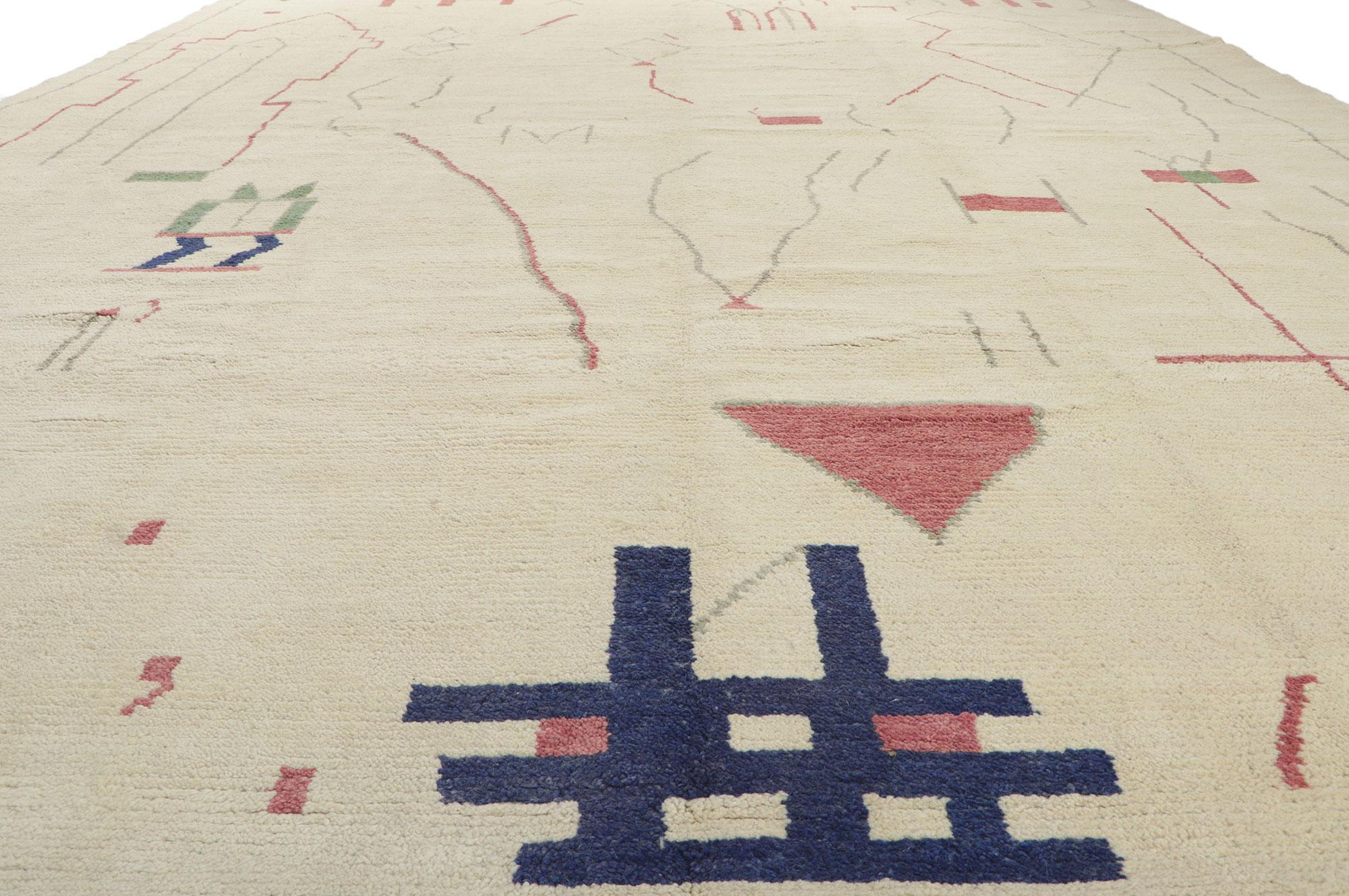 Hand-Knotted Organic Modern Moroccan Brutalist Rug,  Brutalism Style Meets Cozy Chic For Sale