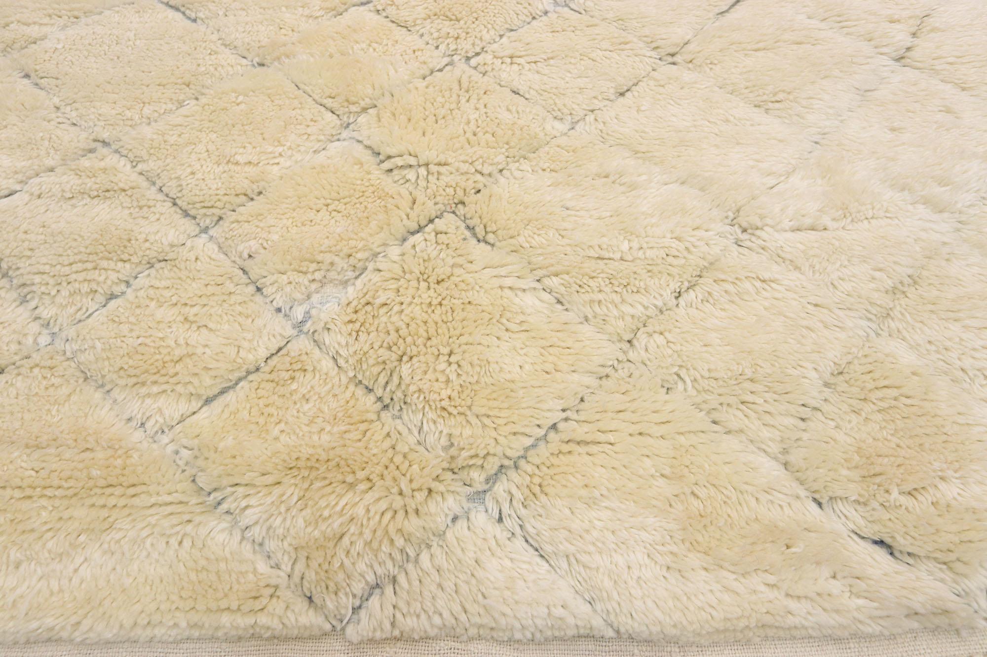 Hand-Knotted Oversized Neutral Moroccan Rug, Organic Modern Style Marries Subtle Shibui For Sale