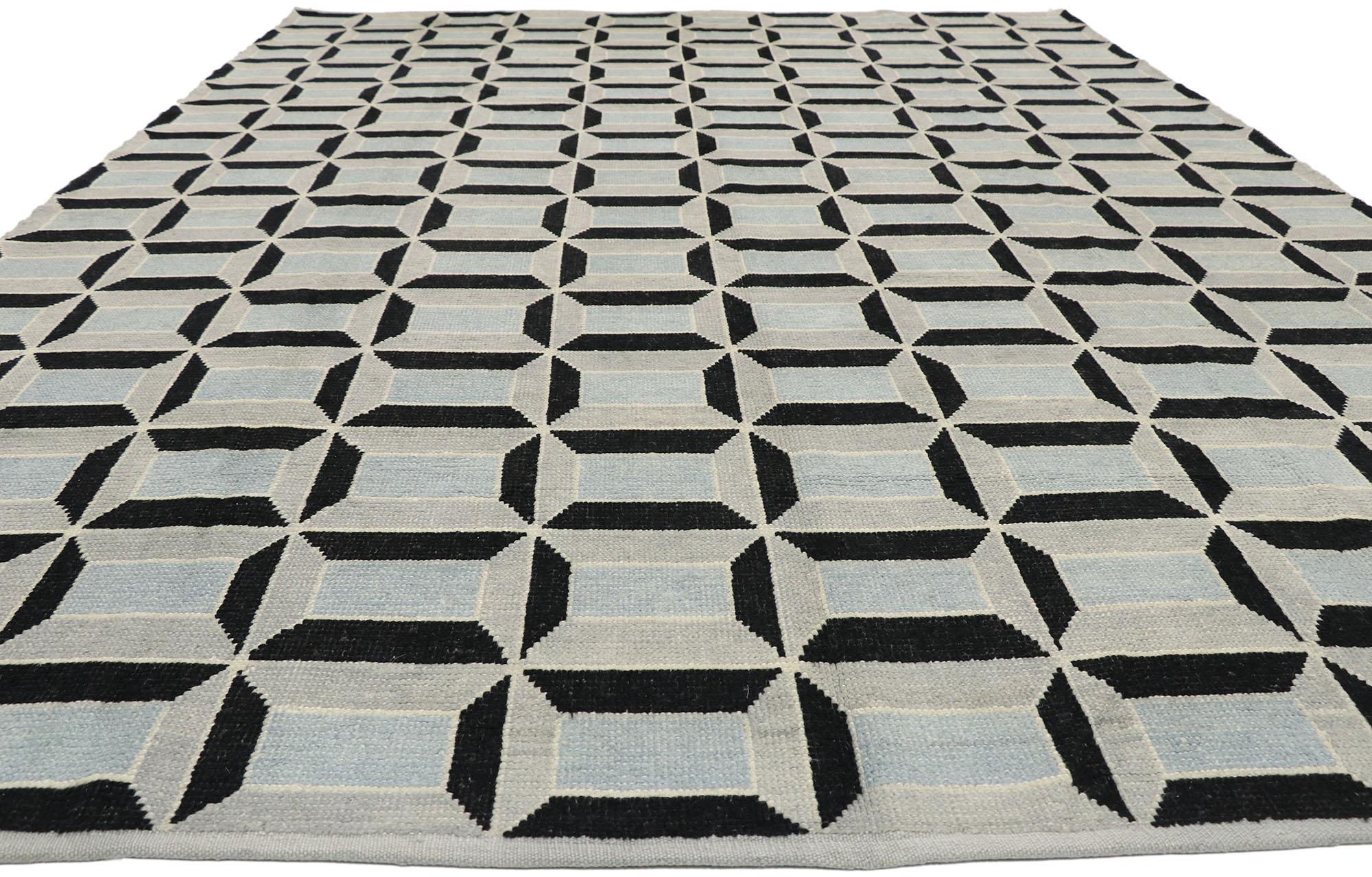 Modern New Contemporary Moroccan Rug with Cubist Bauhaus Style