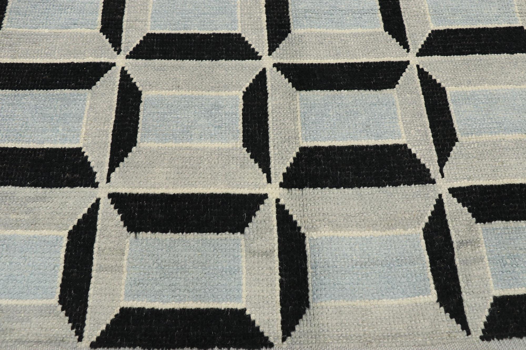Hand-Knotted New Contemporary Moroccan Rug with Cubist Bauhaus Style