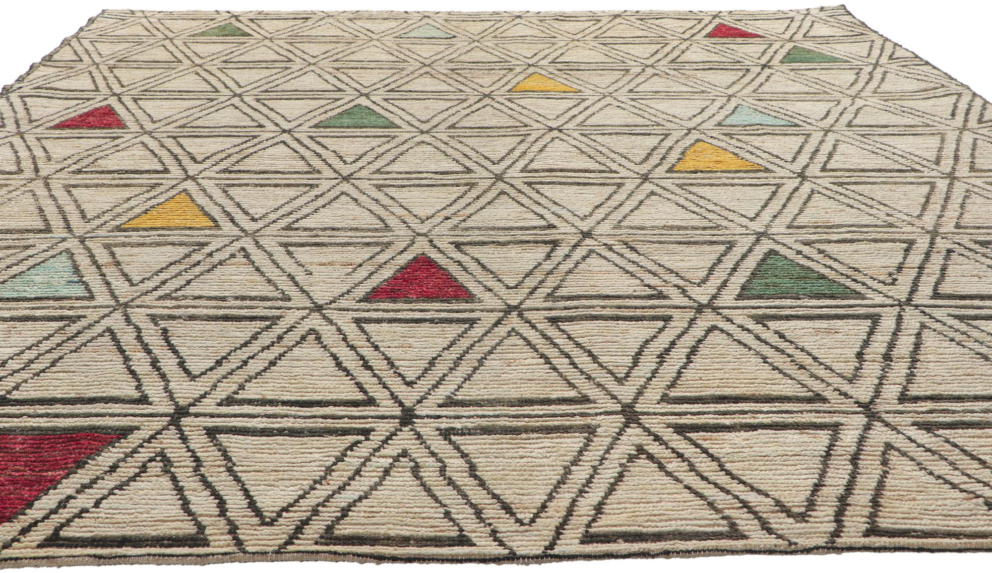 Modern New Geometric Moroccan Rug, Triangular Tessellation For Sale