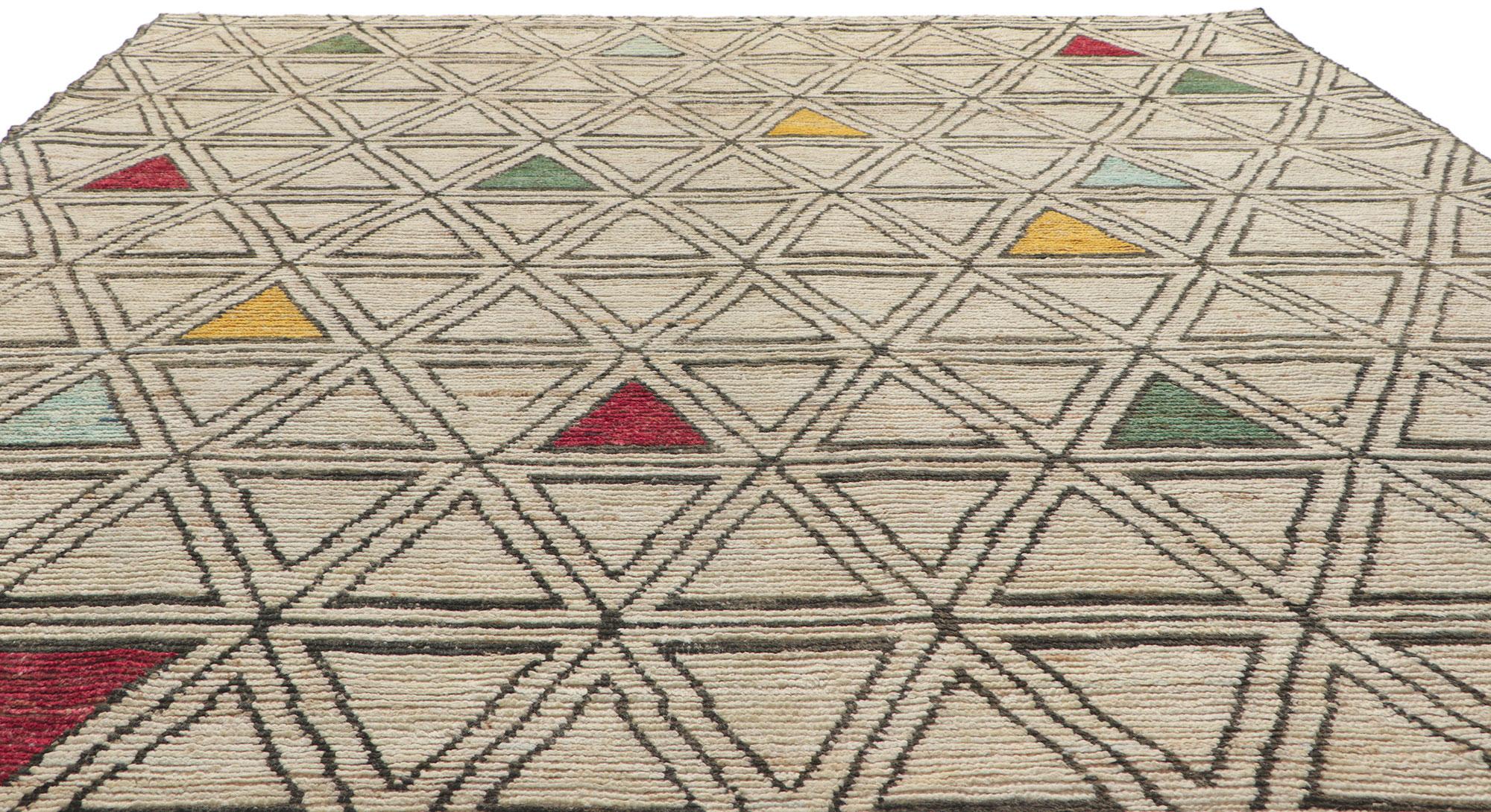 New Geometric Moroccan Rug, Triangular Tessellation In New Condition For Sale In Dallas, TX