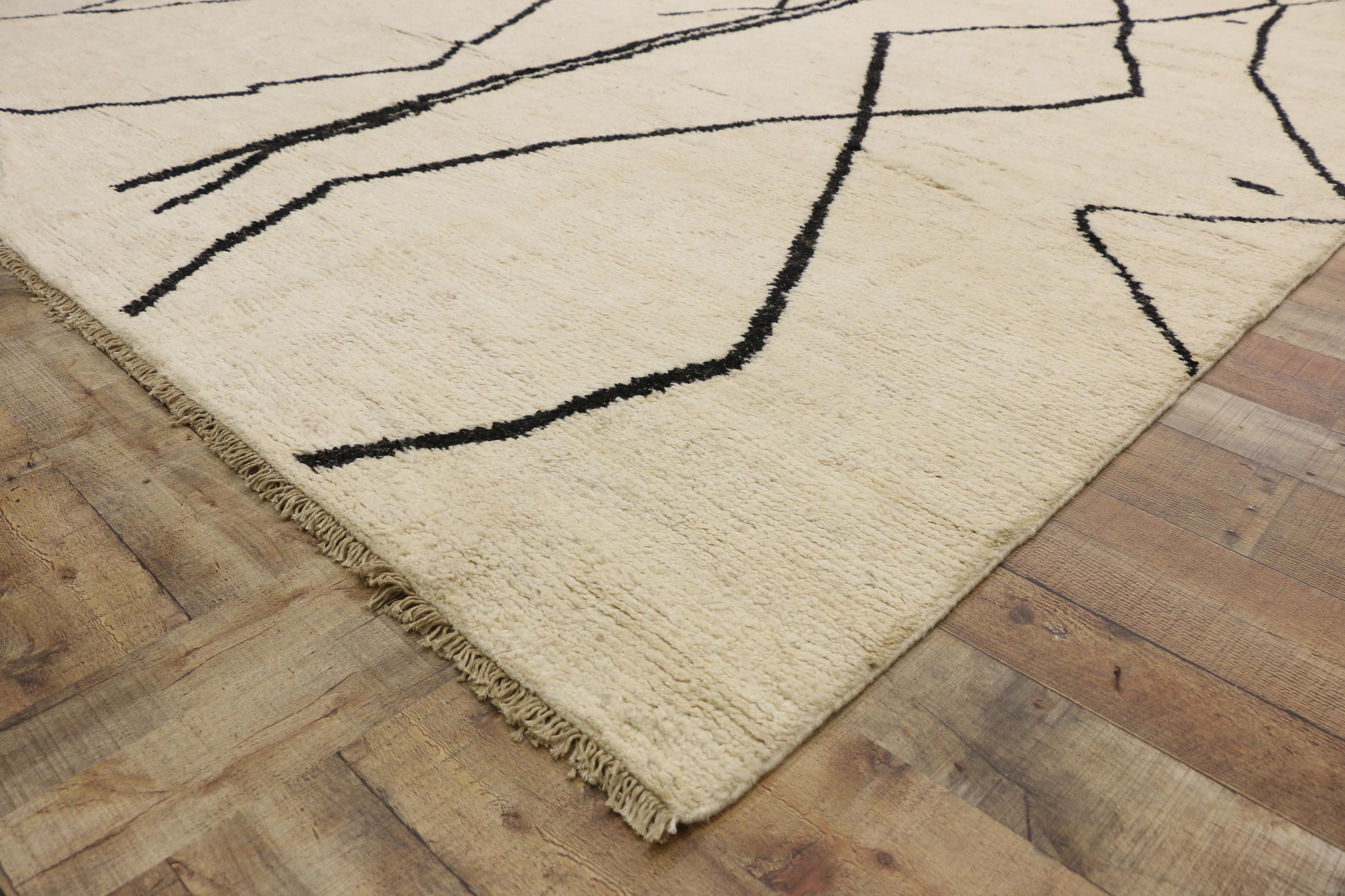 Hand-Knotted Contemporary Tribal Moroccan Rug, Organic Modern Meets Subtle Shibui For Sale
