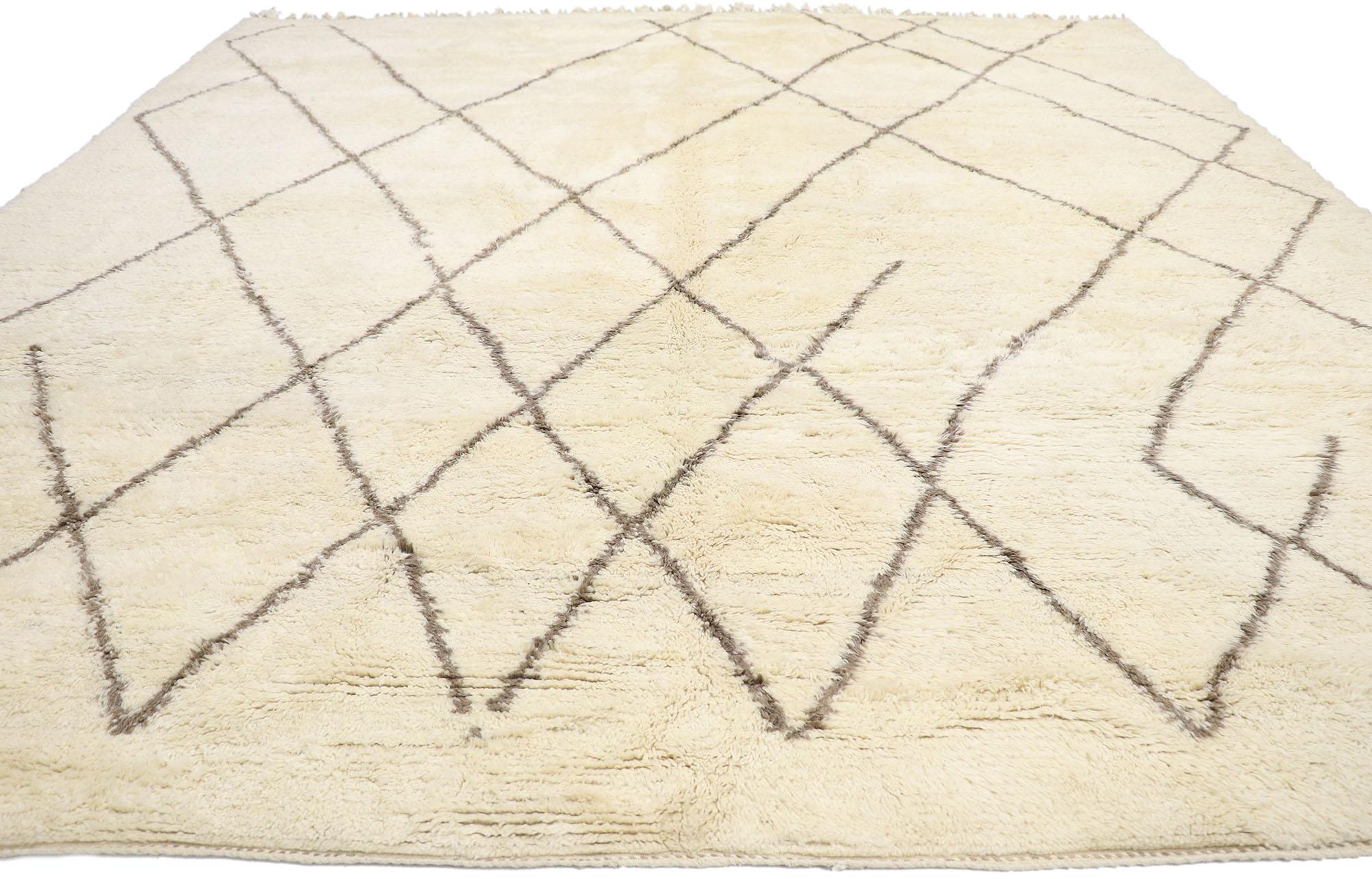 Hand-Knotted New Contemporary Moroccan Rug with Mid-Century Modern Style and Hygge Vibes