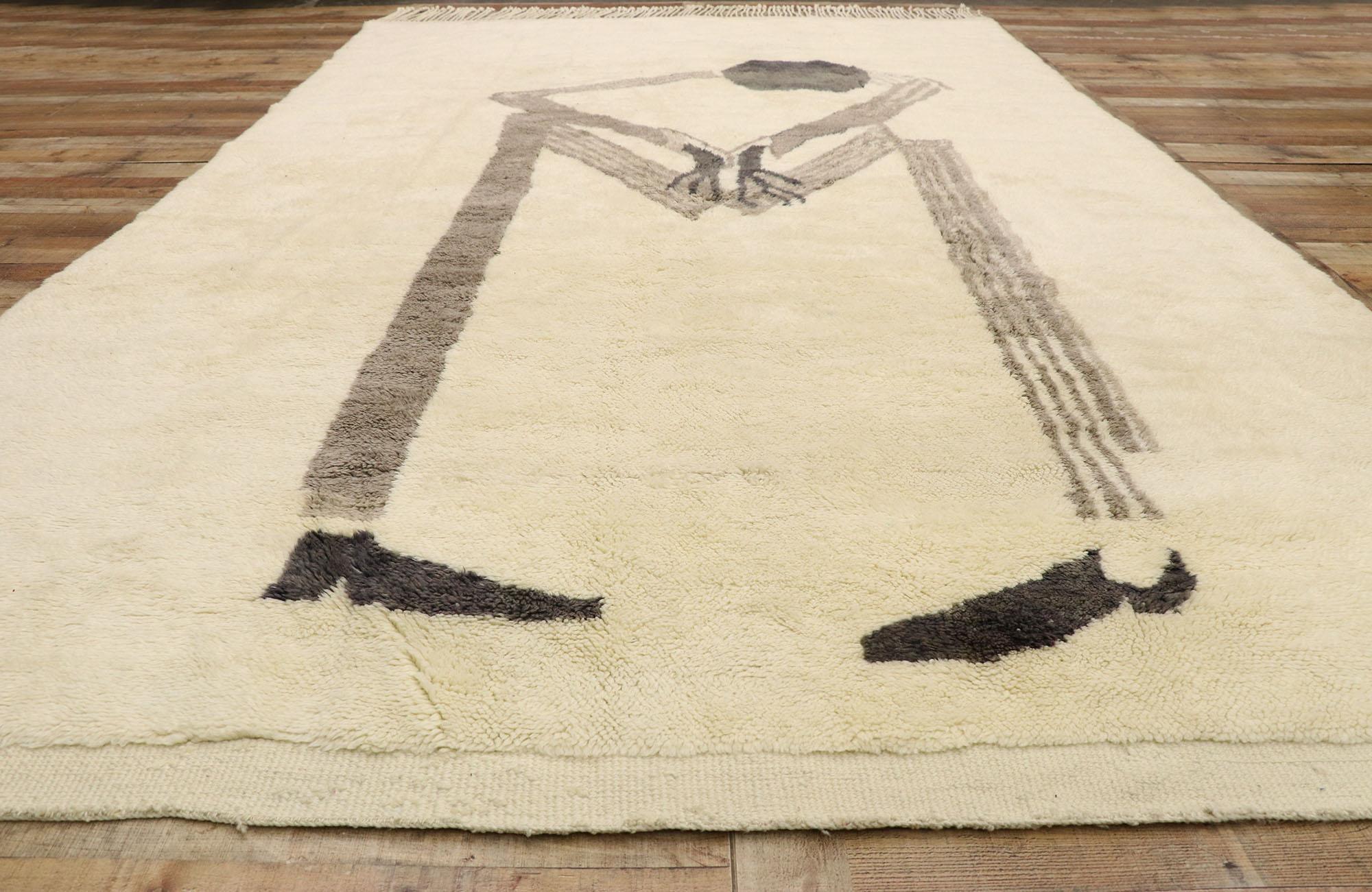 New Contemporary Moroccan Rug with Minimalist Style and Figurative Art Design For Sale 2