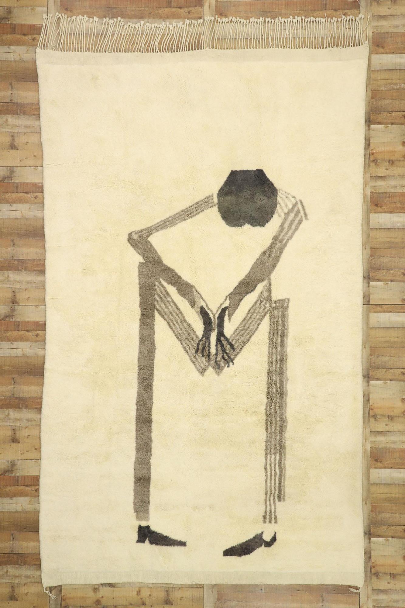 New Contemporary Moroccan Rug with Minimalist Style and Figurative Art Design For Sale 3