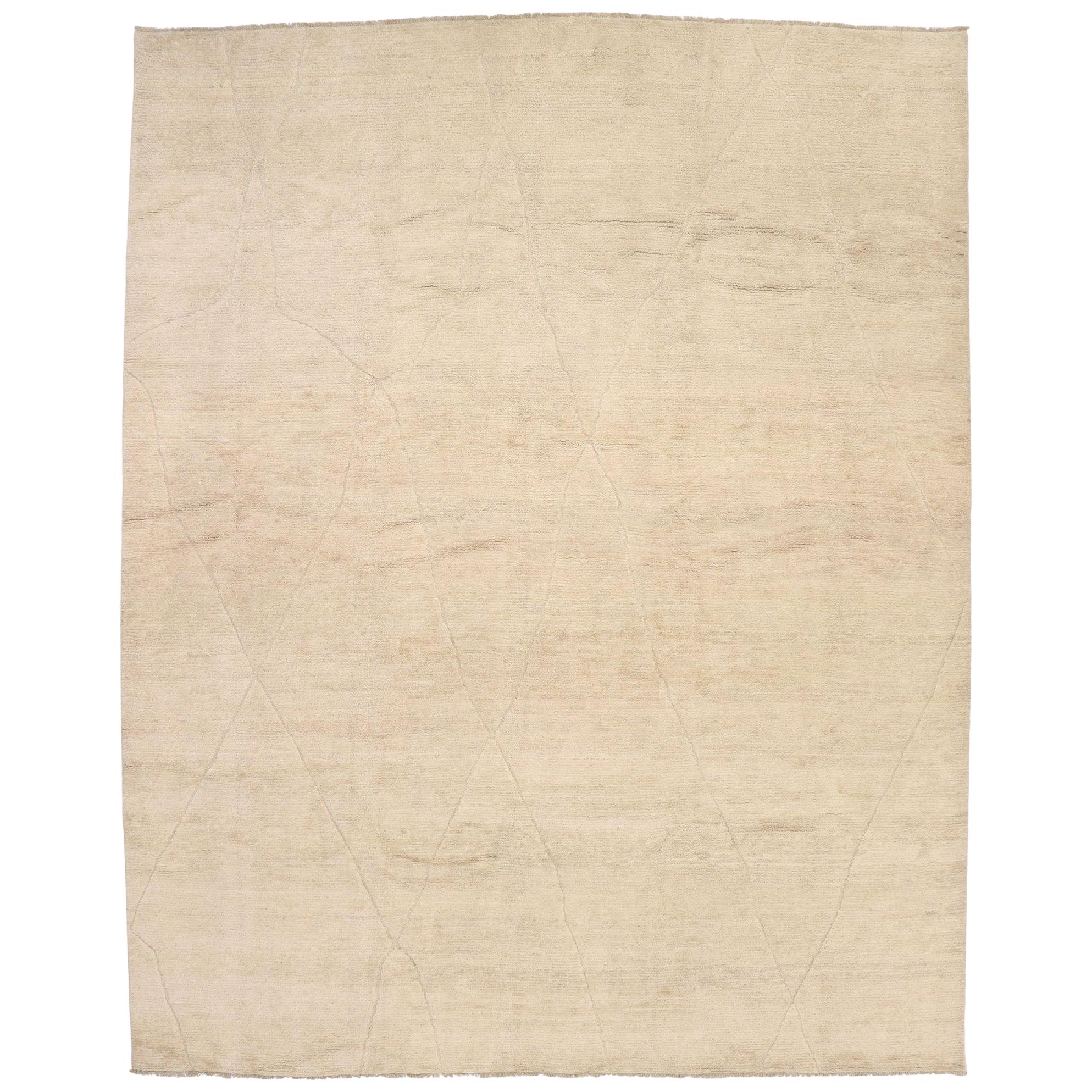 Organic Modern Neutral Moroccan Rug, Wabi-Sabi Meets Minimalist Shibui