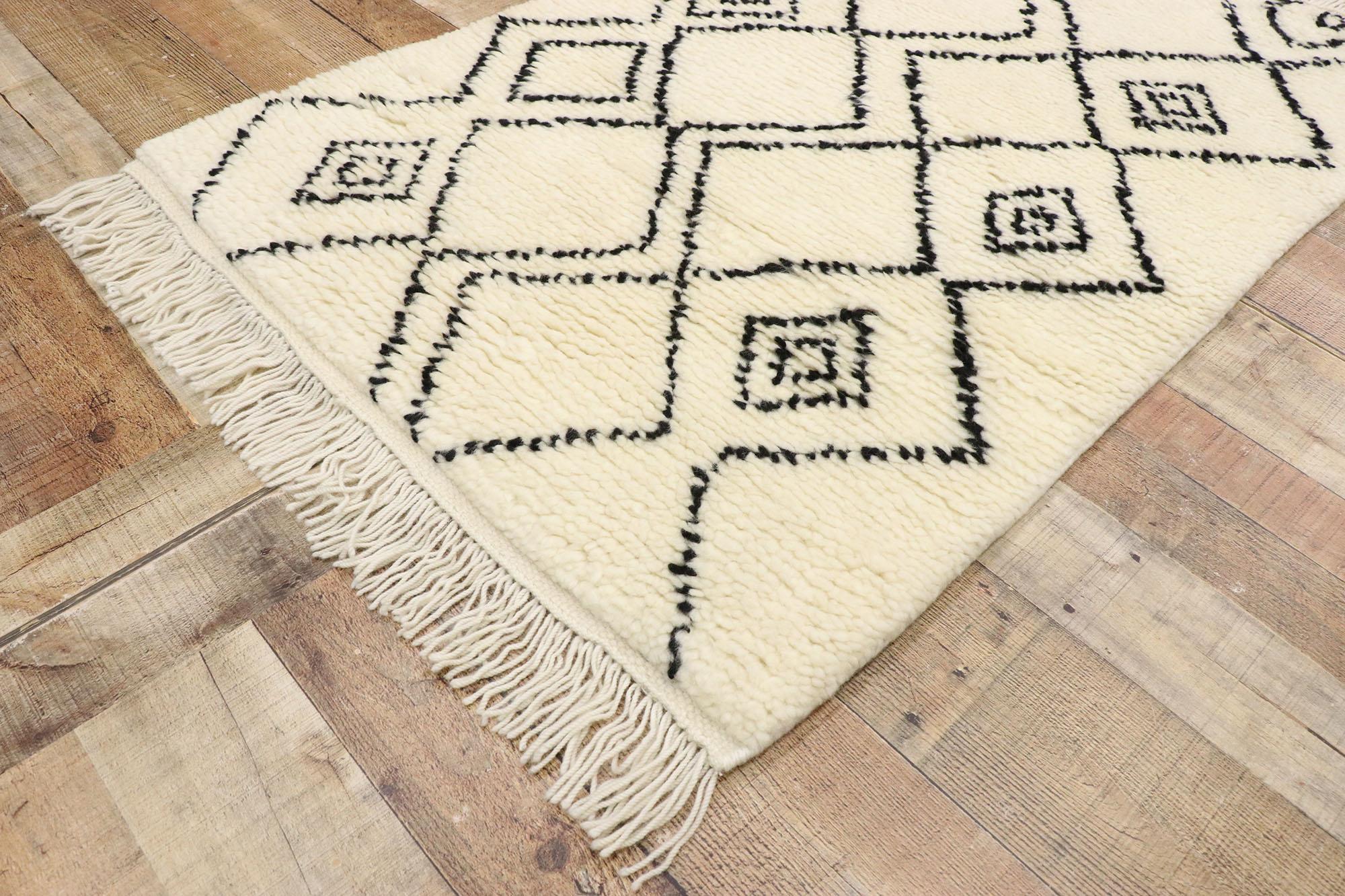 Wool New Contemporary Moroccan Rug with Minimalist Tribal Vibes For Sale