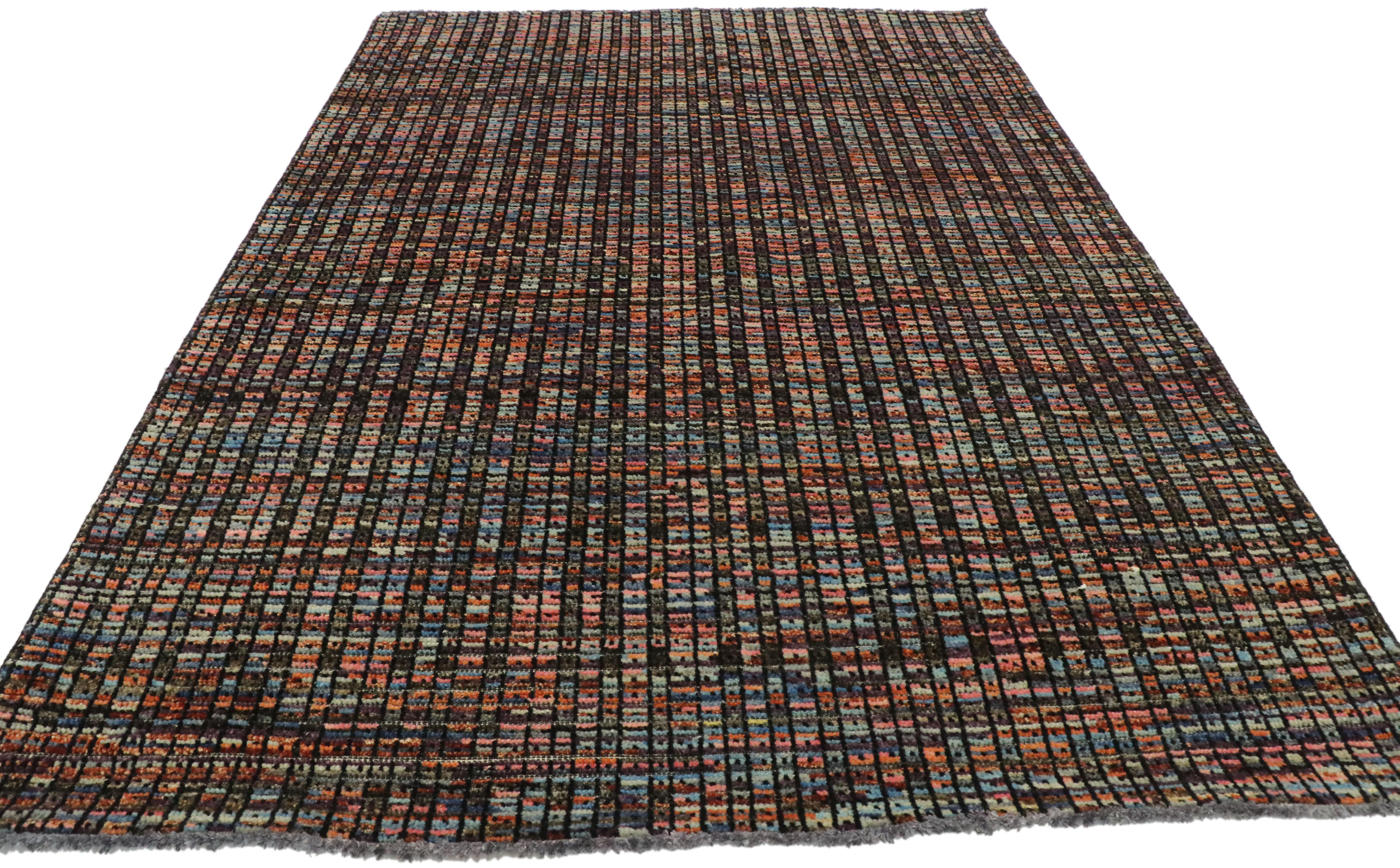 Pakistani Contemporary Moroccan Rug with Modern American Colonial Style For Sale