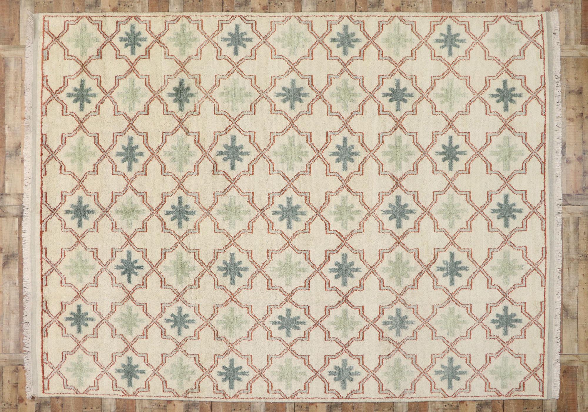 Wool New Contemporary Moroccan Rug with Modern Mediterranean Style
