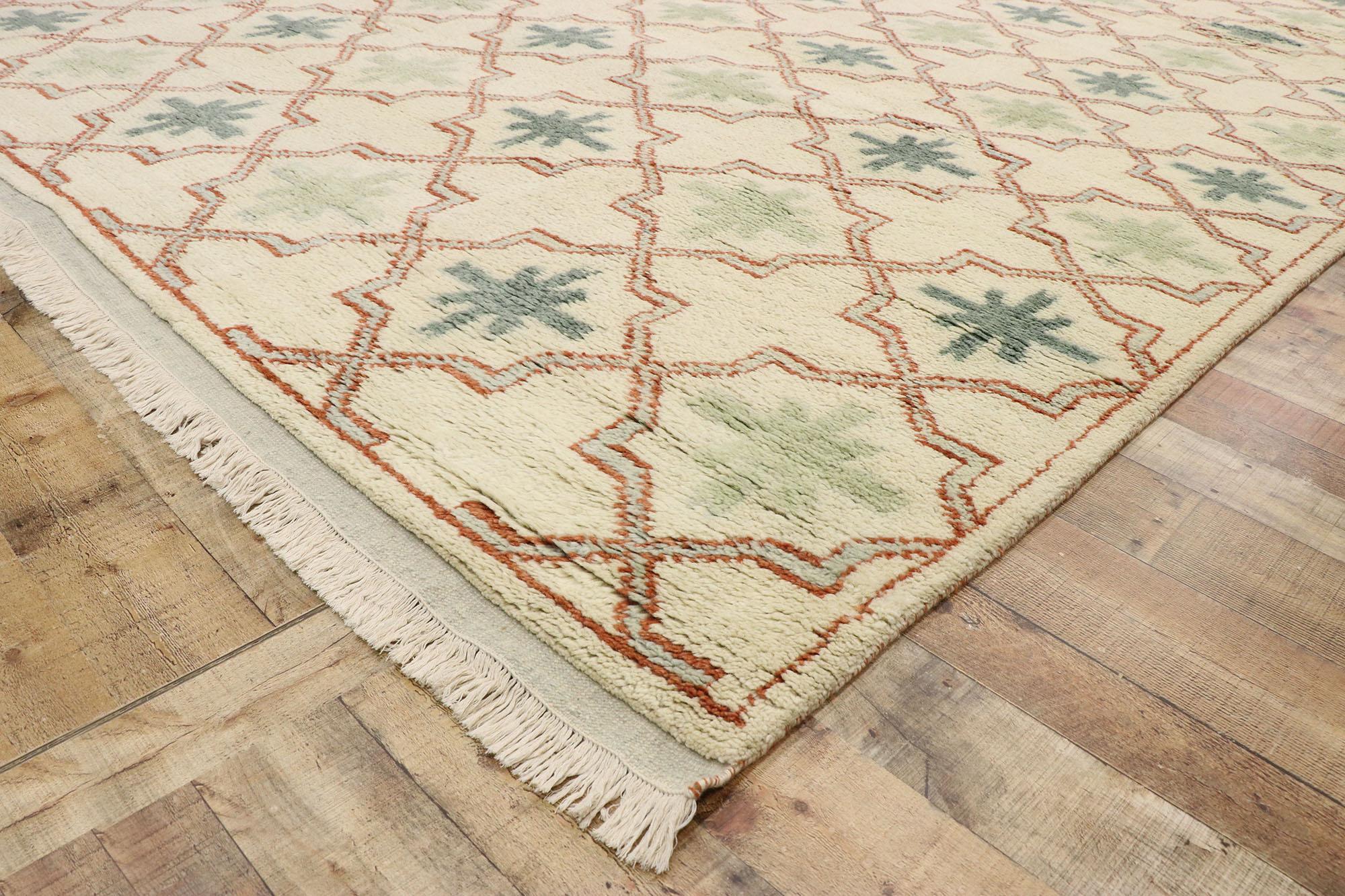 Hand-Knotted New Contemporary Moroccan Rug with Modern Mediterranean Style