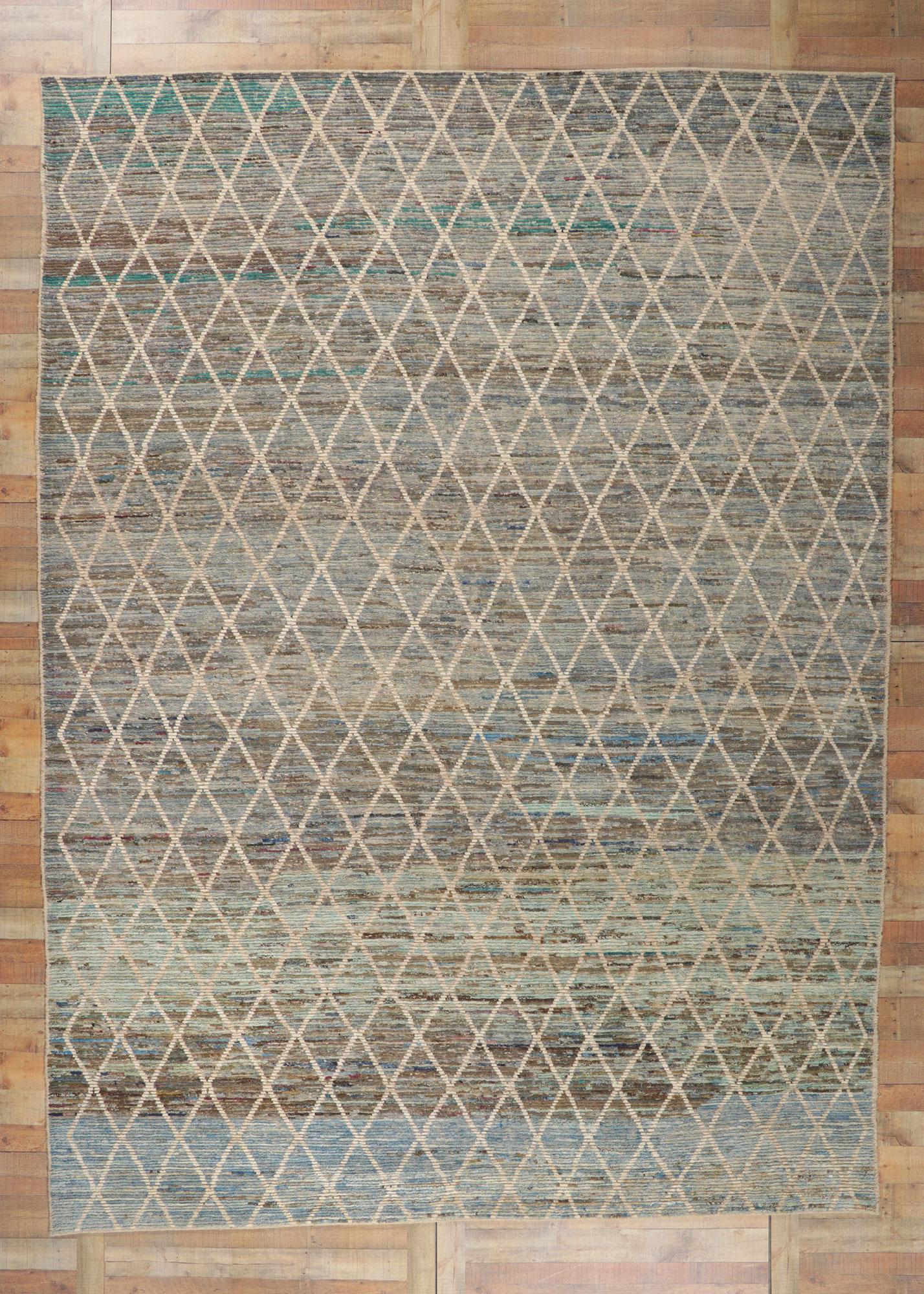 Large Modern Earth-Tone Moroccan Rug, Nature-Inspired Color Palette In New Condition In Dallas, TX