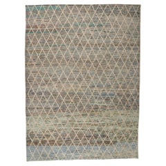 Large Modern Earth-Tone Moroccan Rug, Nature-Inspired Color Palette