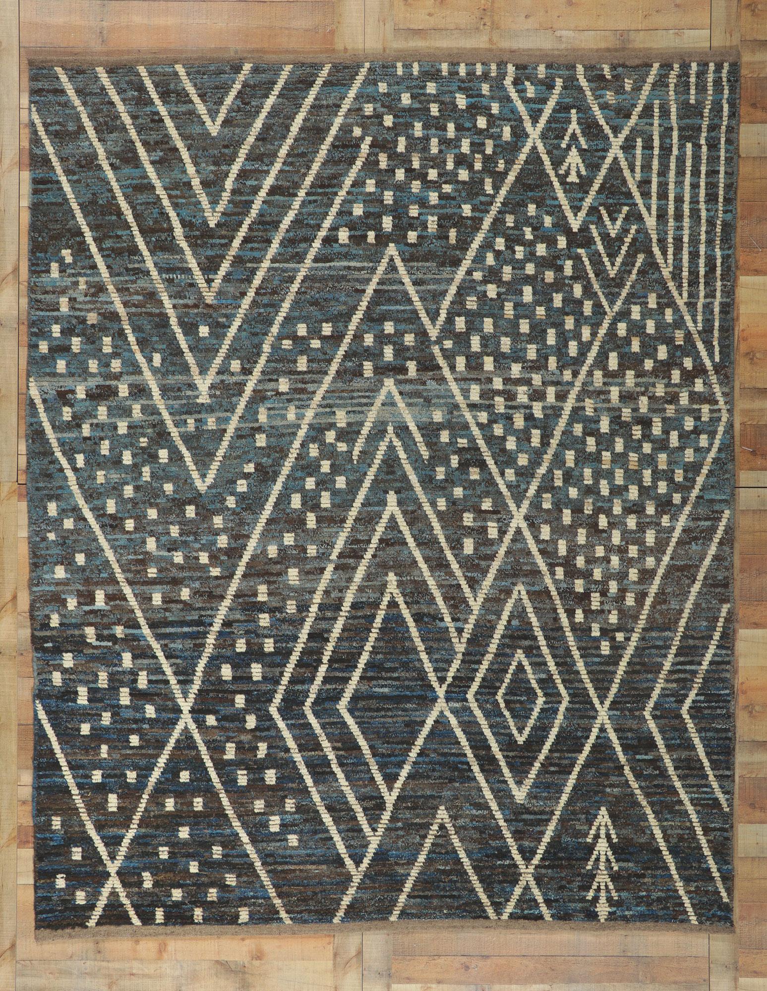 New Contemporary Moroccan Rug with Modern Tribal Style In New Condition For Sale In Dallas, TX