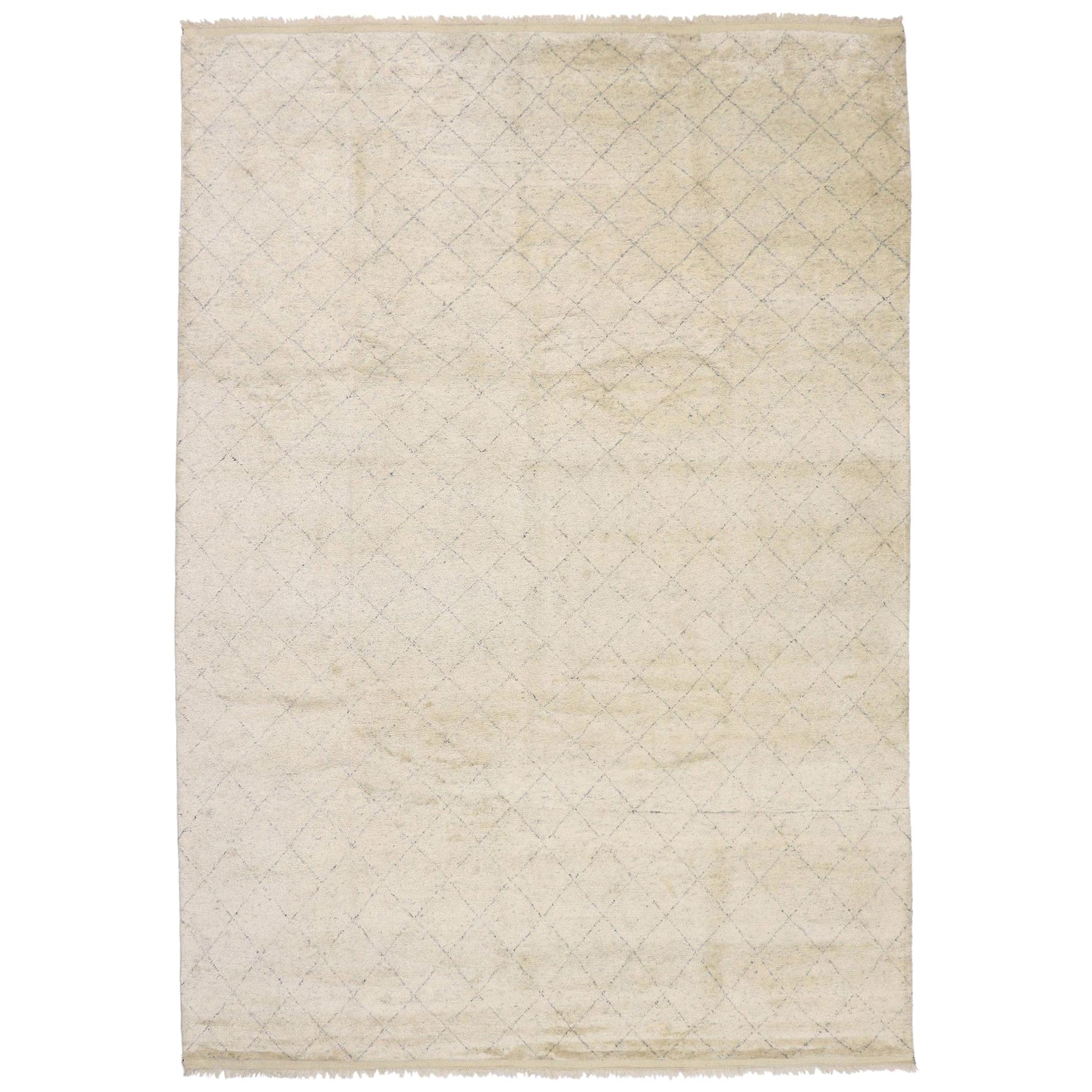 Organic Modern Moroccan Rug, Subtle Shibui Collides with Ultra Cozy For Sale
