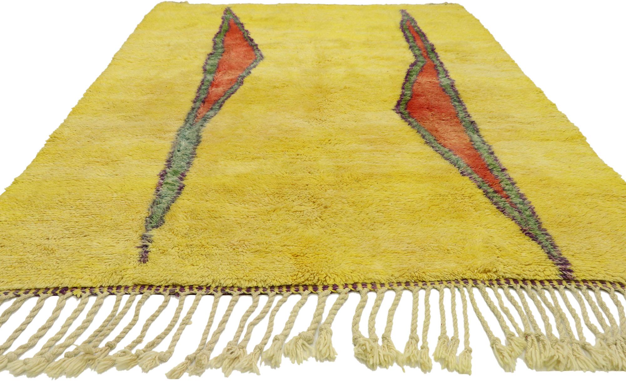Hand-Knotted New Contemporary Moroccan Rug with Retro Abstract Expressionist Style