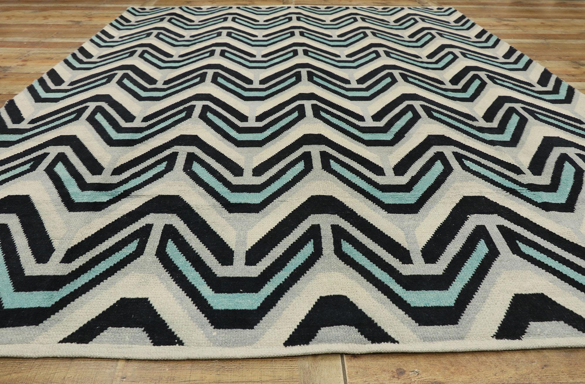 Wool New Contemporary Moroccan Rug with Retro Postmodern Style