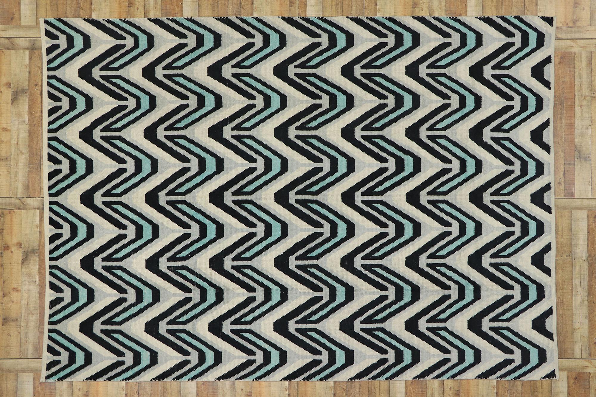 New Contemporary Moroccan Rug with Retro Postmodern Style 1