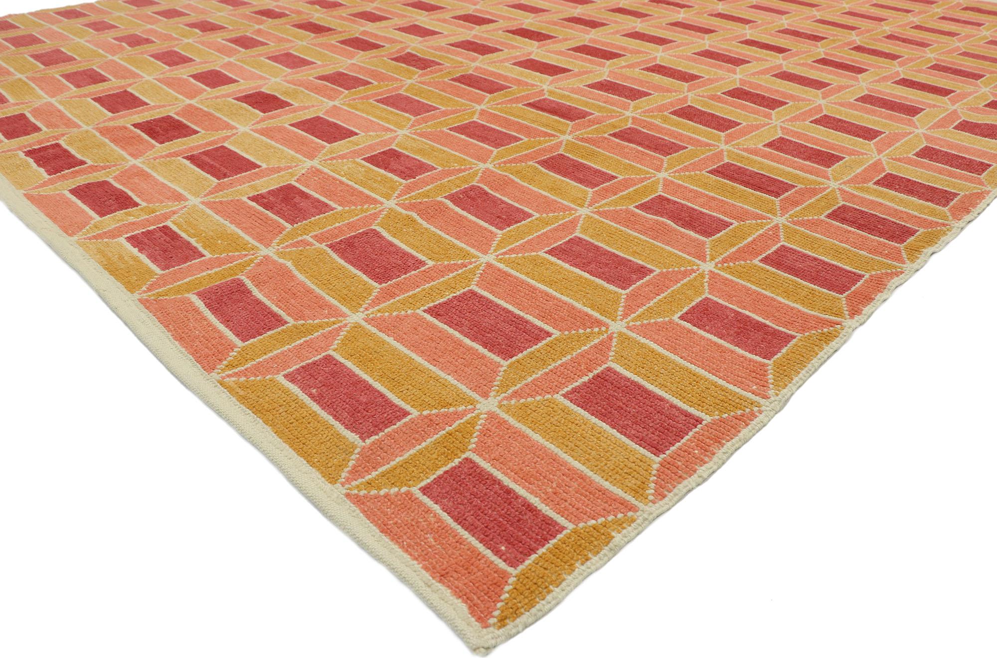Post-Modern New Contemporary Moroccan Style Rug with Retro Postmodern Cubist Bauhaus Style For Sale