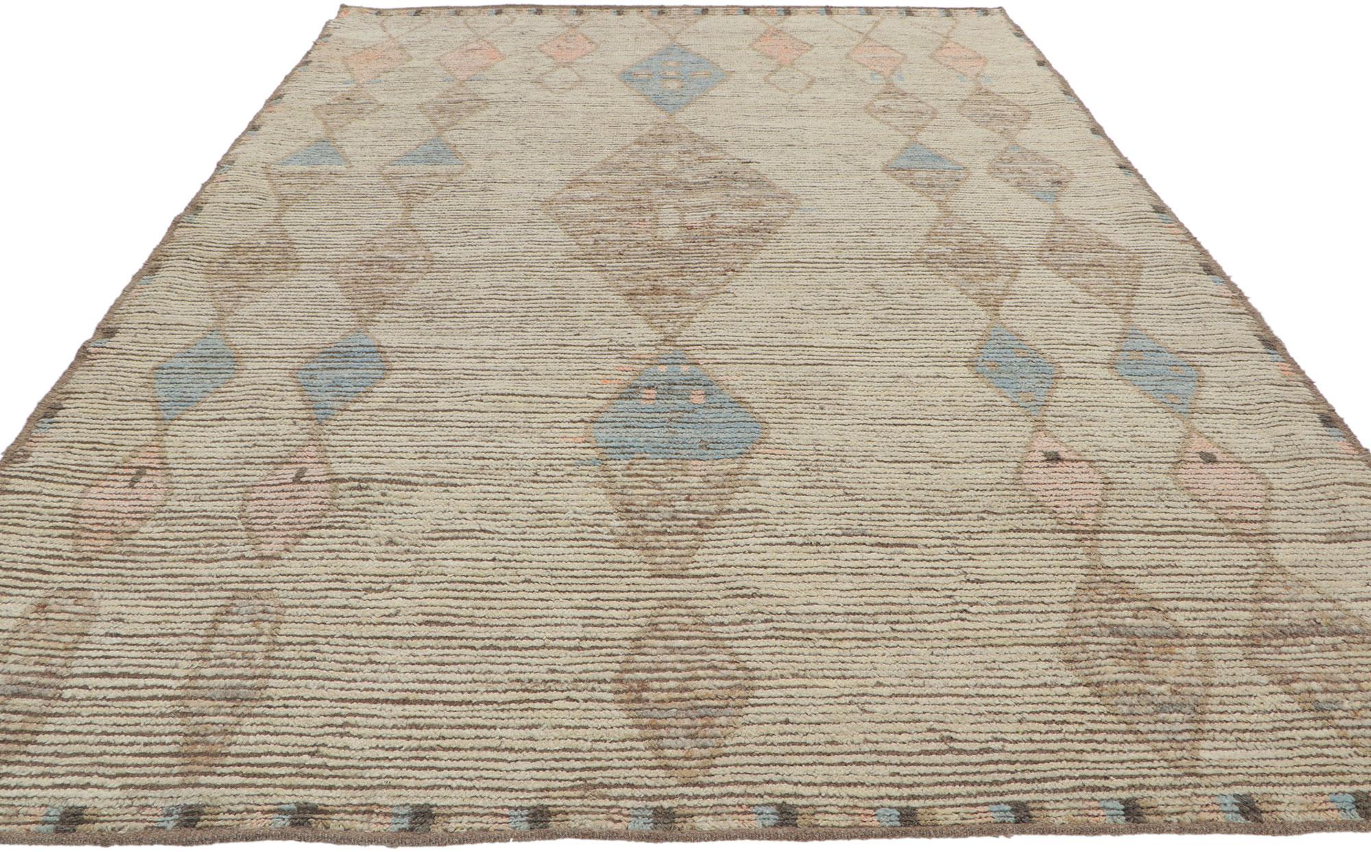 Tribal New Contemporary Moroccan Rug with Short Pile For Sale
