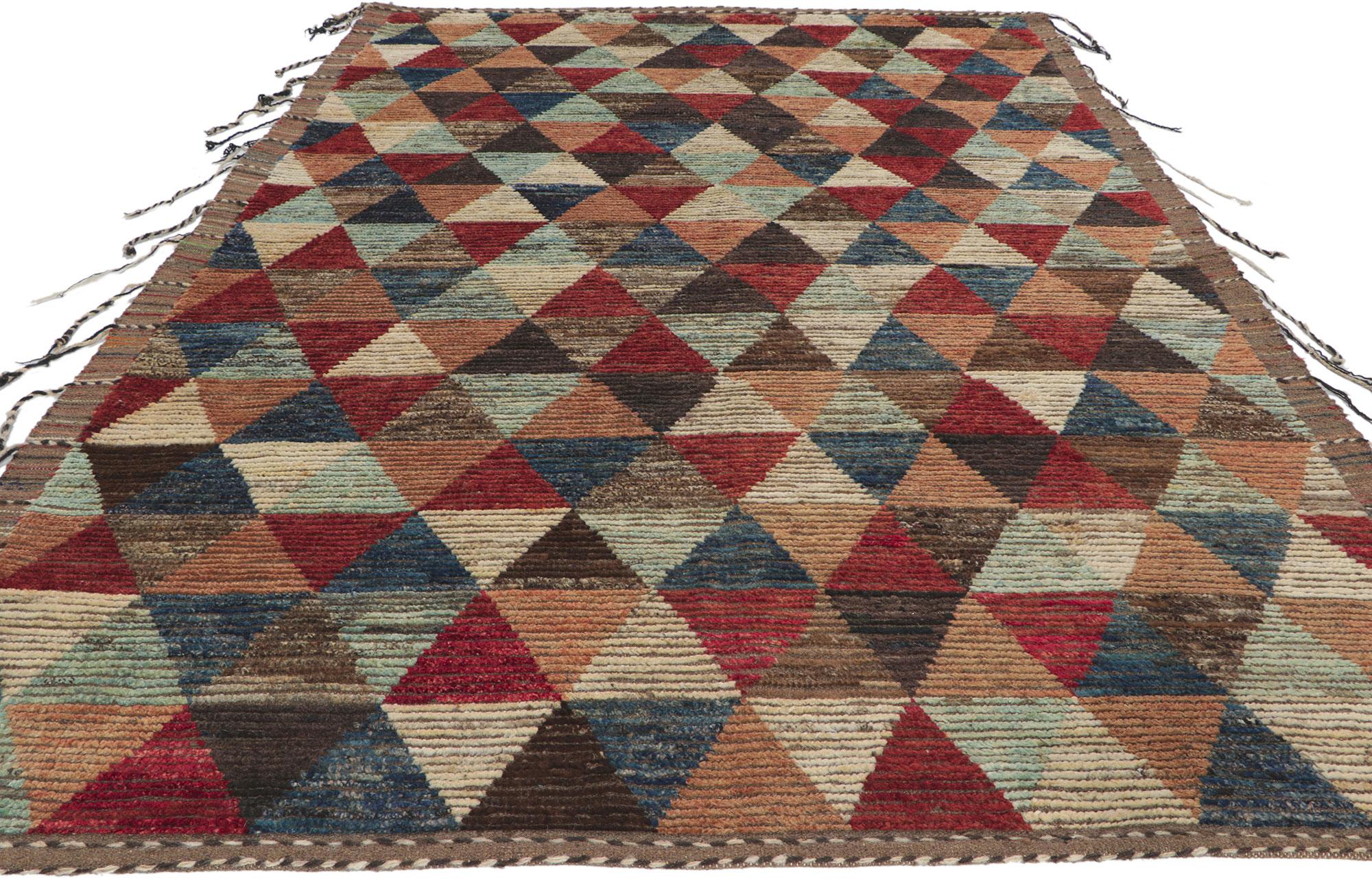 Mid-Century Modern New Contemporary Moroccan Rug with Short Pile For Sale