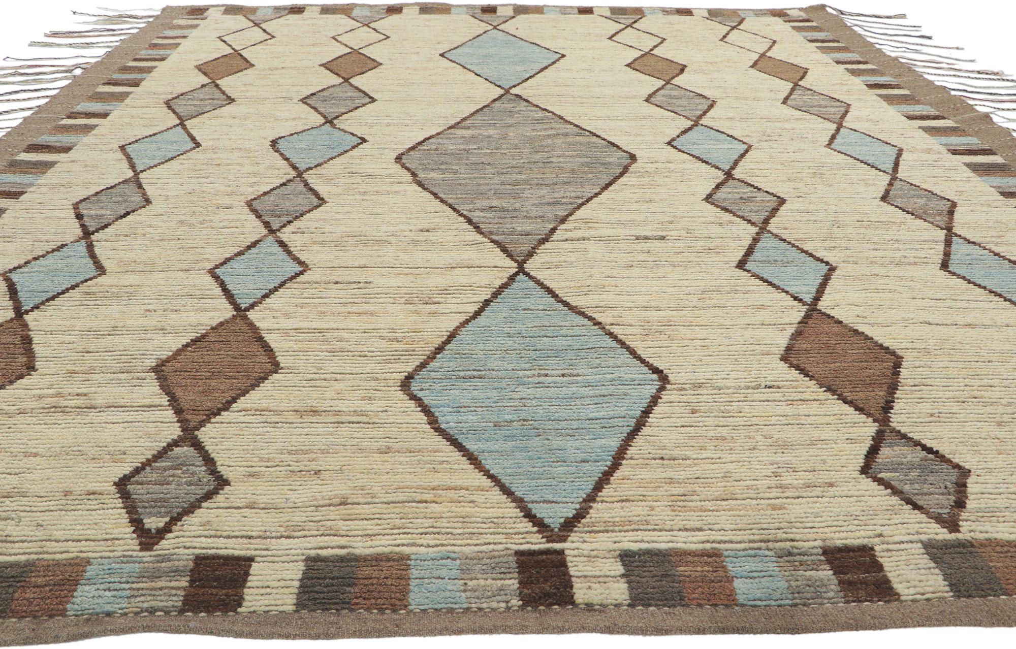 Modern Earth-Tone Moroccan Style Rug, Tribal Enchantment Meets Contemporary Elegance For Sale