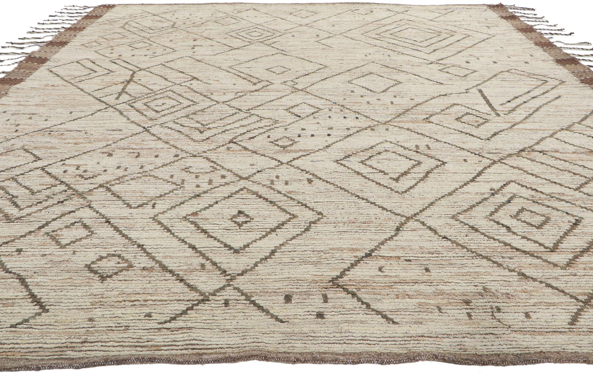 Modern New Contemporary Moroccan Rug with Short Pile For Sale