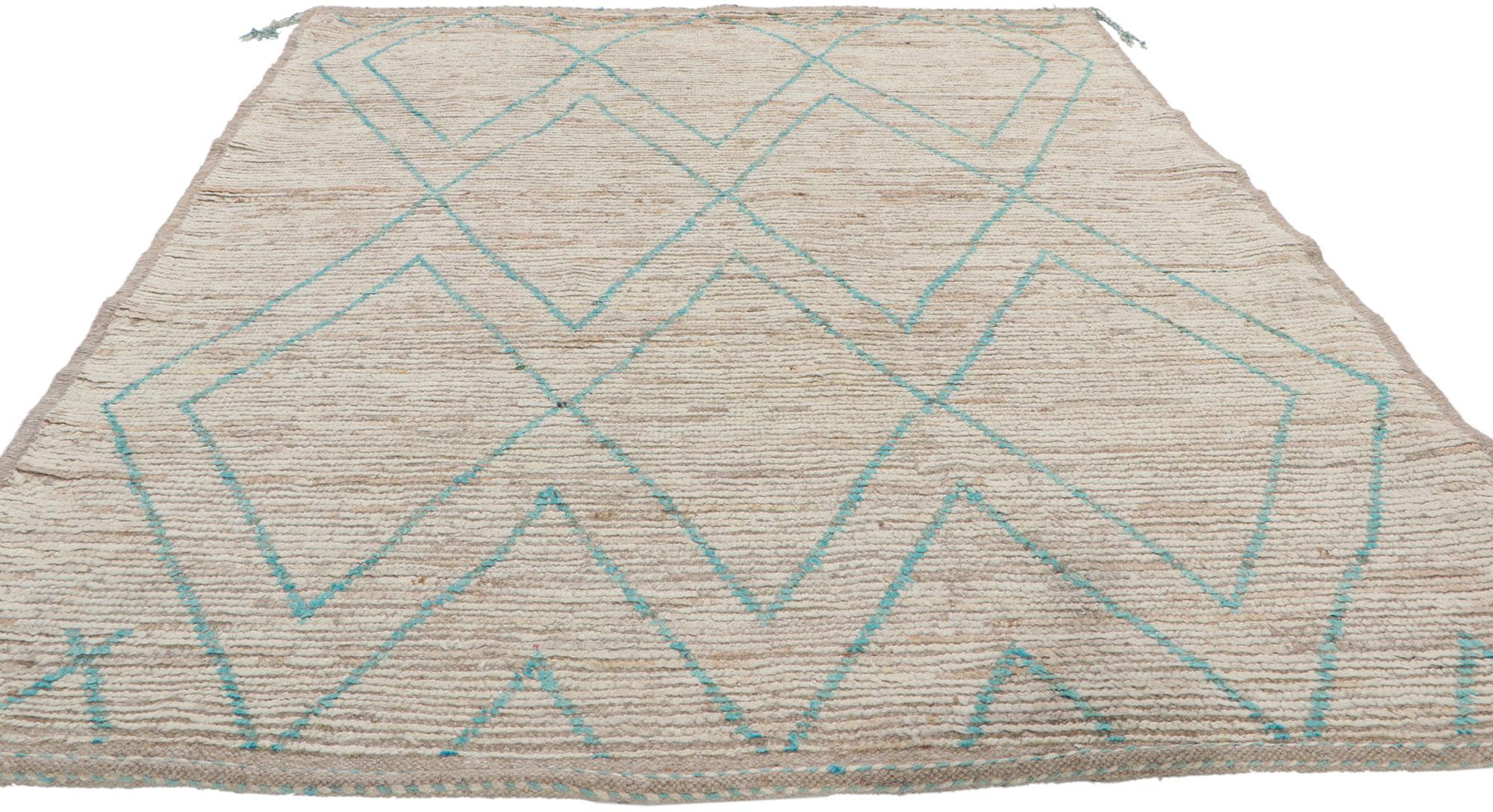 Bohemian New Contemporary Moroccan Rug with Short Pile For Sale
