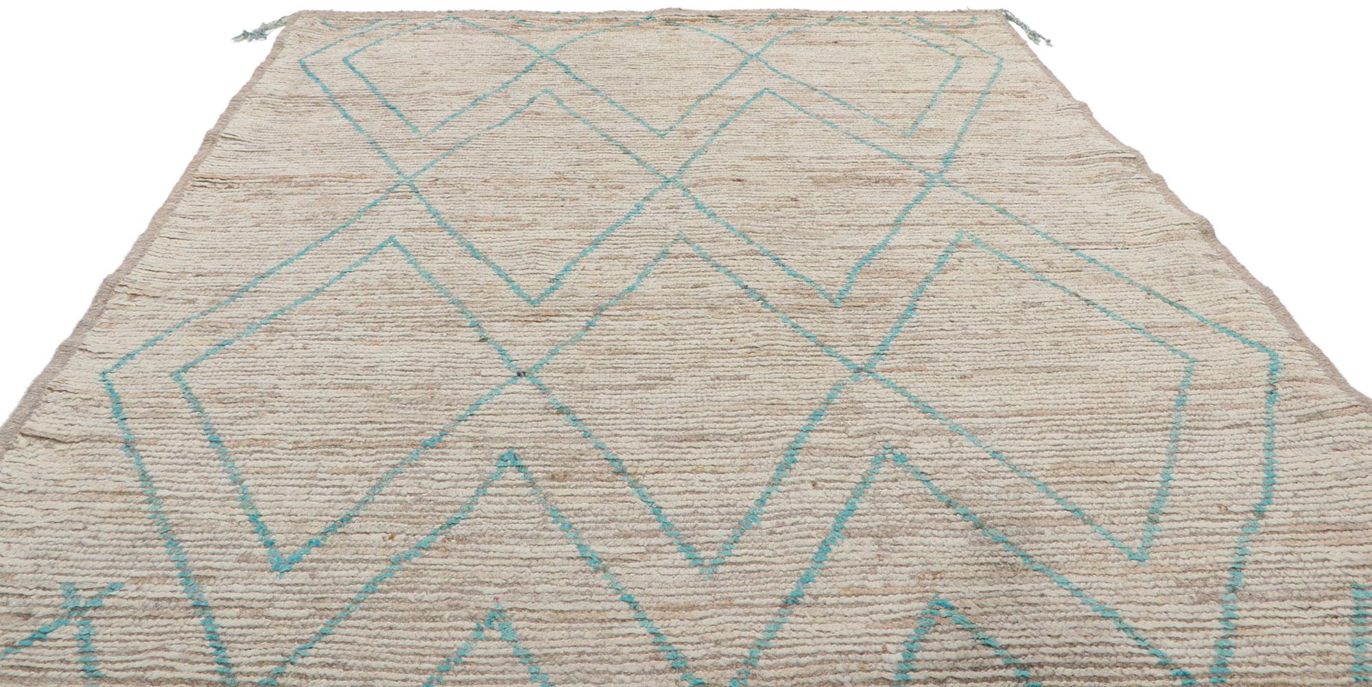 Hand-Knotted New Contemporary Moroccan Rug with Short Pile For Sale