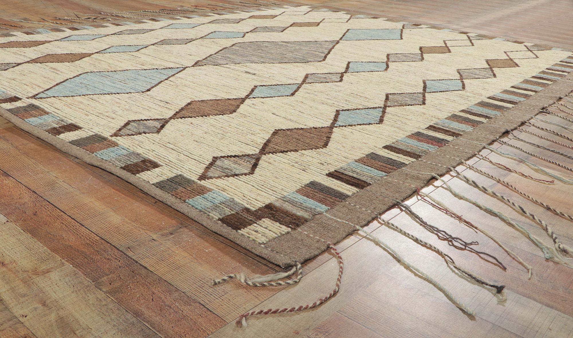 Earth-Tone Moroccan Style Rug, Tribal Enchantment Meets Contemporary Elegance For Sale 1