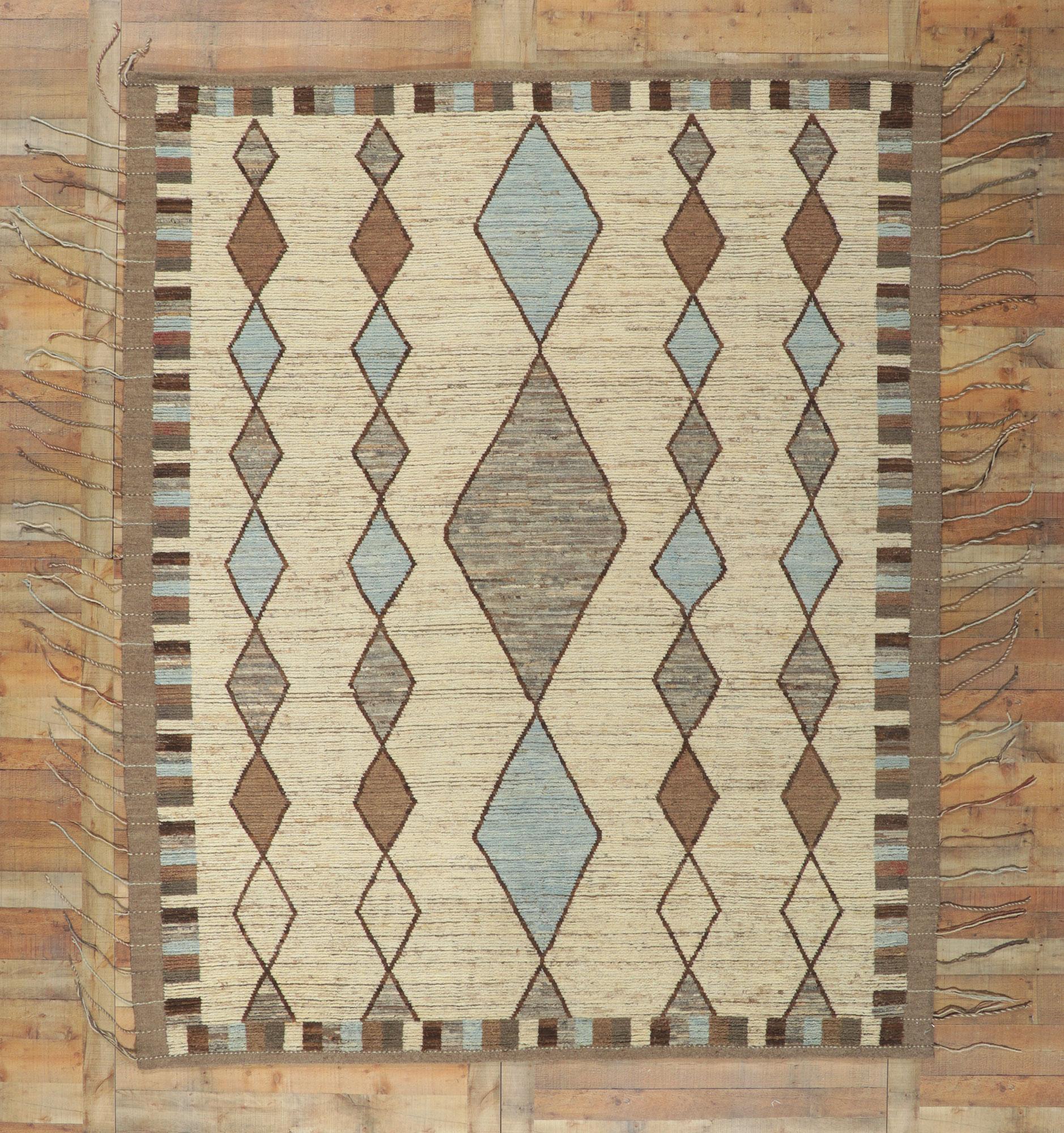 Earth-Tone Moroccan Style Rug, Tribal Enchantment Meets Contemporary Elegance For Sale 3