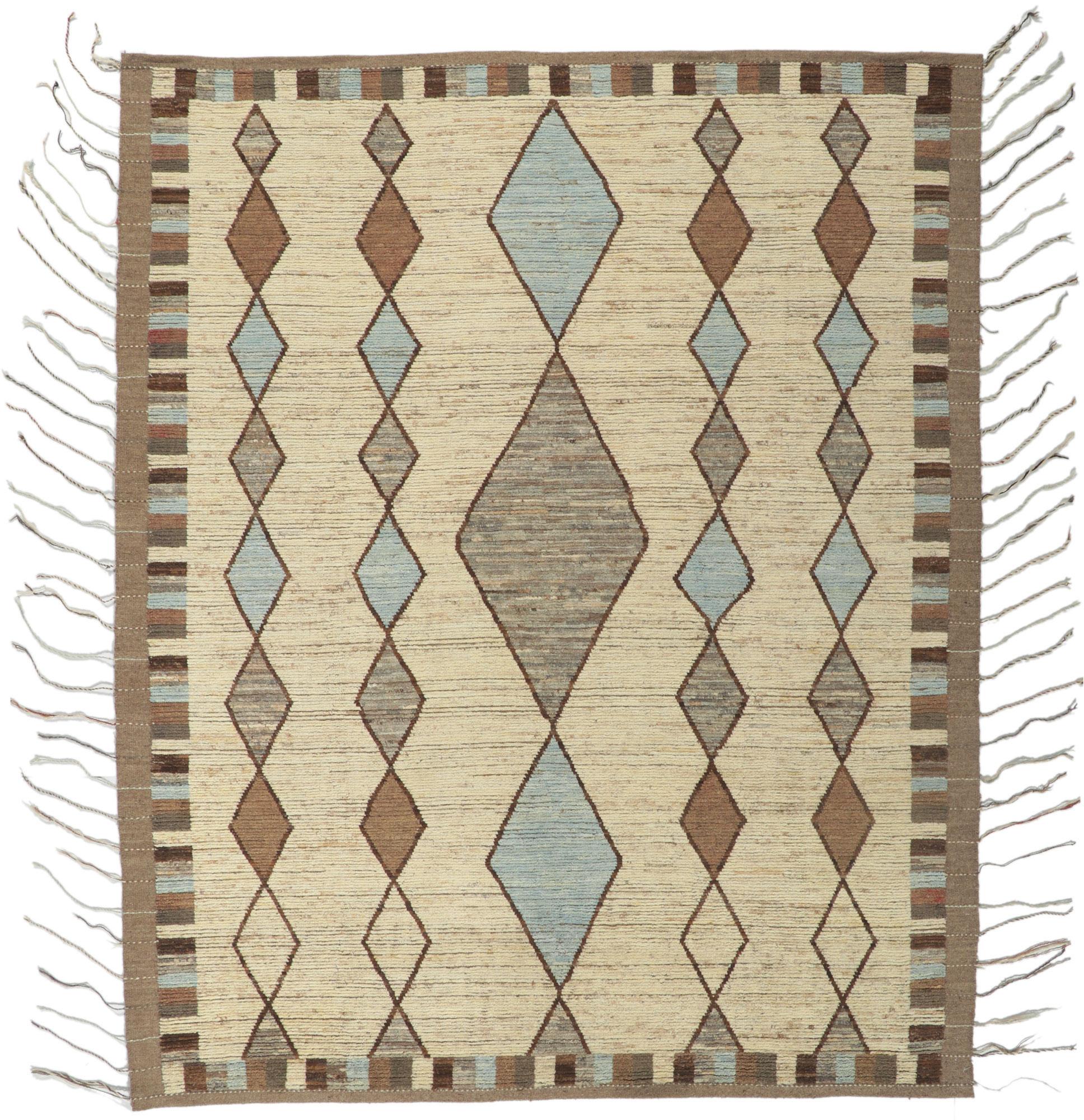 Earth-Tone Moroccan Style Rug, Tribal Enchantment Meets Contemporary Elegance For Sale 4
