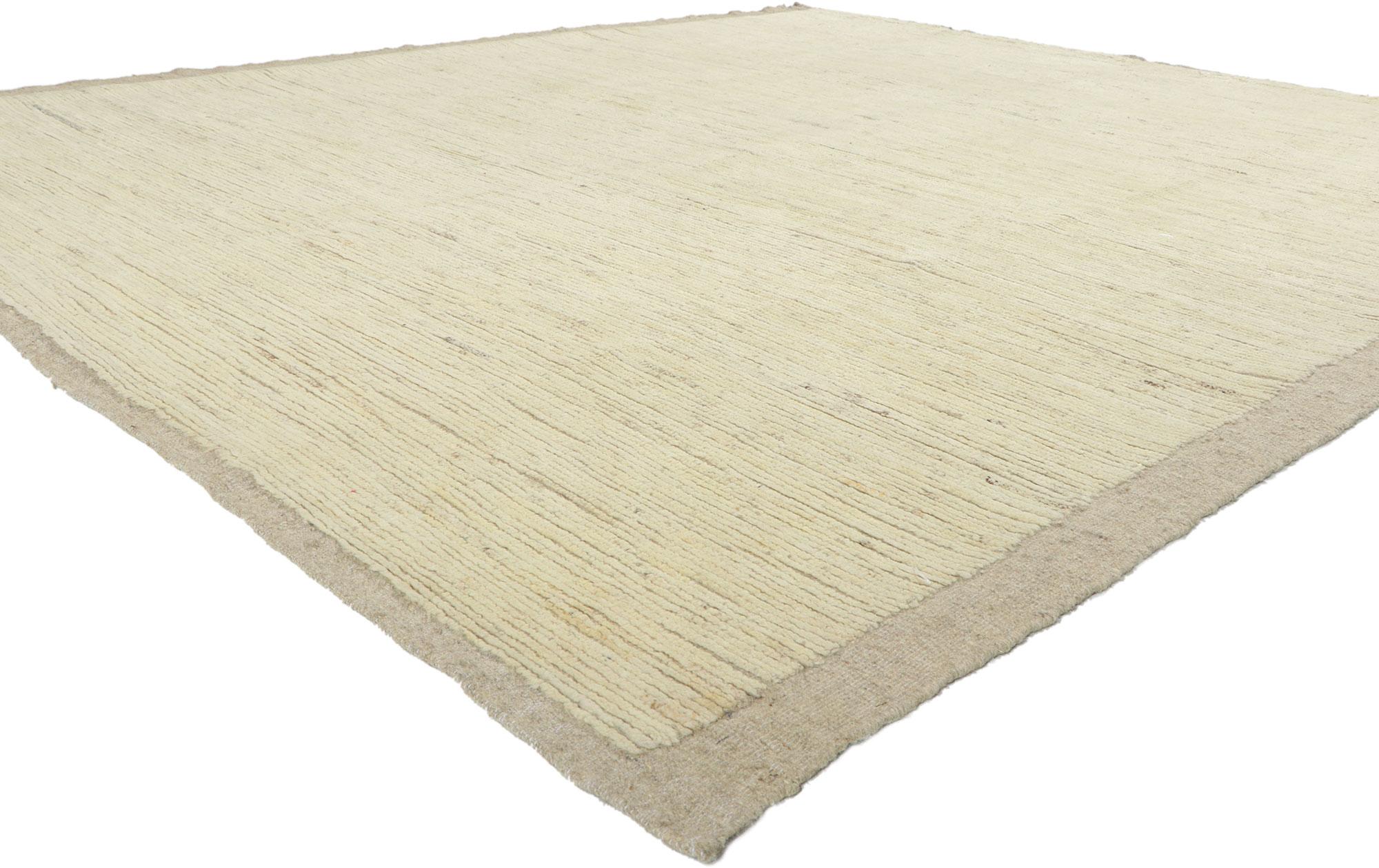 80798 New Contemporary Moroccan Rug with Short Pile, 08'06 x 09'10. Effortless beauty combined with simplicity and minimalist style, this hand-knotted wool contemporary Moroccan area rug provides a feeling of cozy contentment without the clutter.