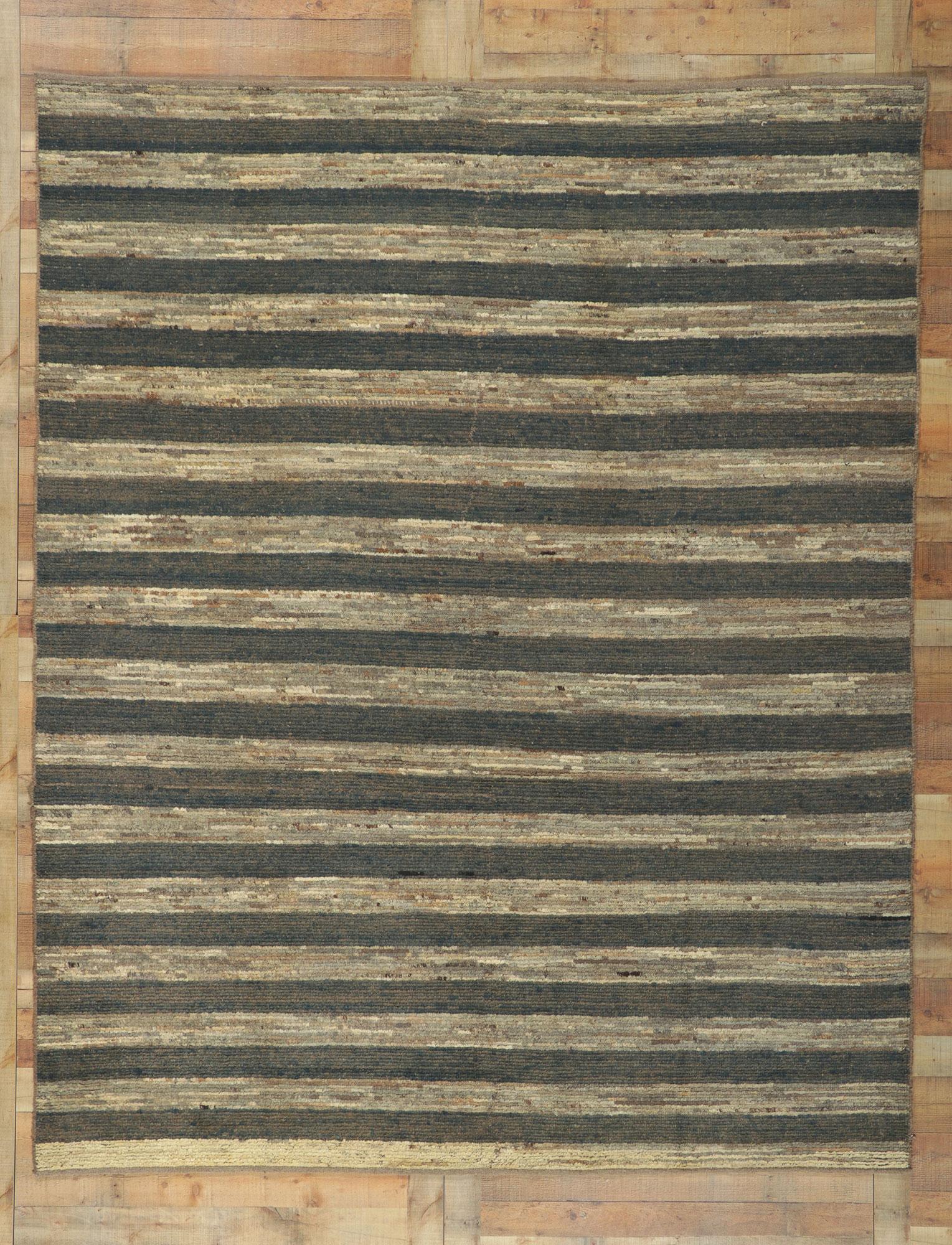 Hand-Knotted New Contemporary Moroccan Rug with Warm Earth-Tone Colors For Sale