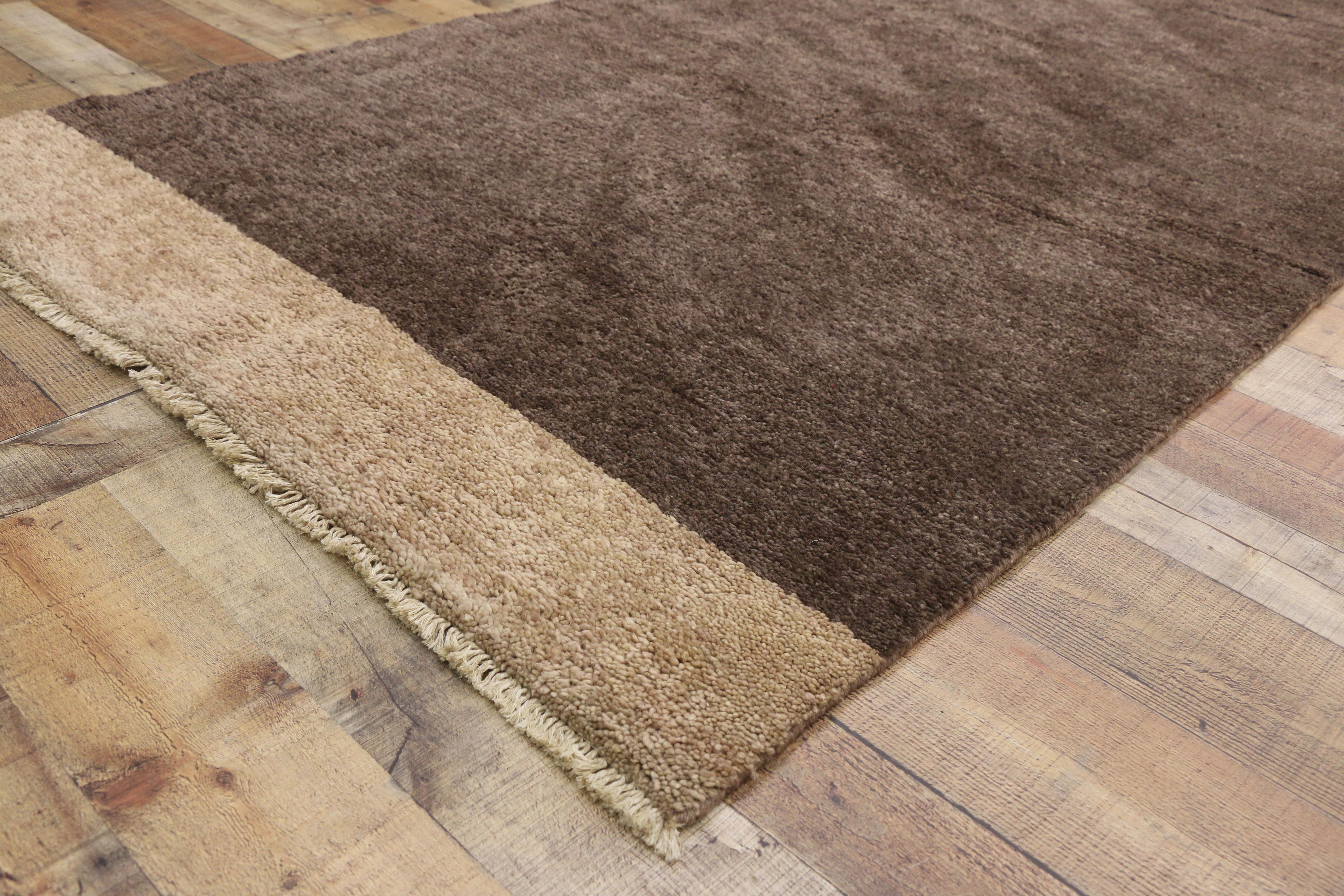 Wool New Contemporary Moroccan Runner with Minimalist Shaker Style For Sale