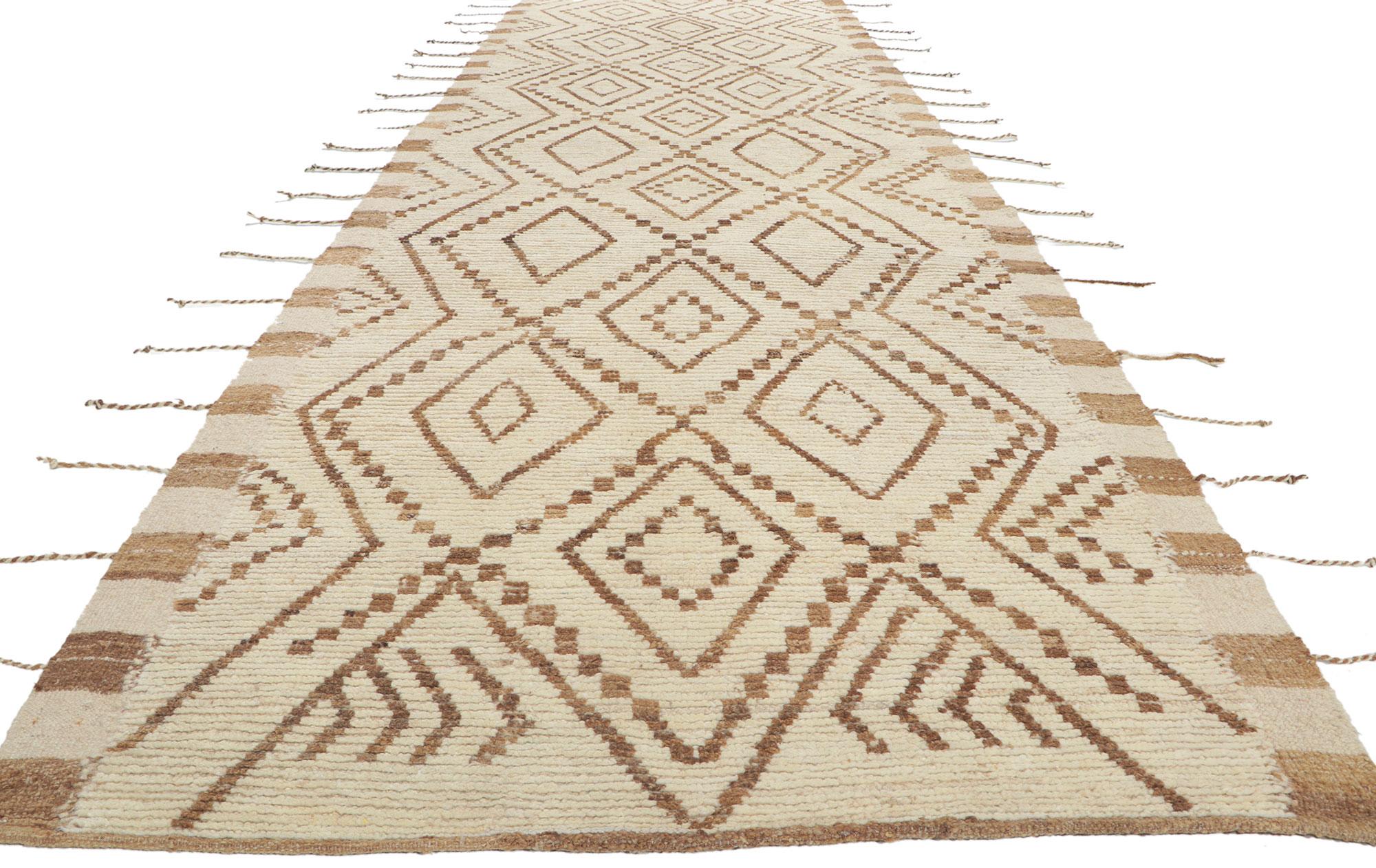 Pakistani New Contemporary Moroccan Runner with Modern Tribal Style For Sale