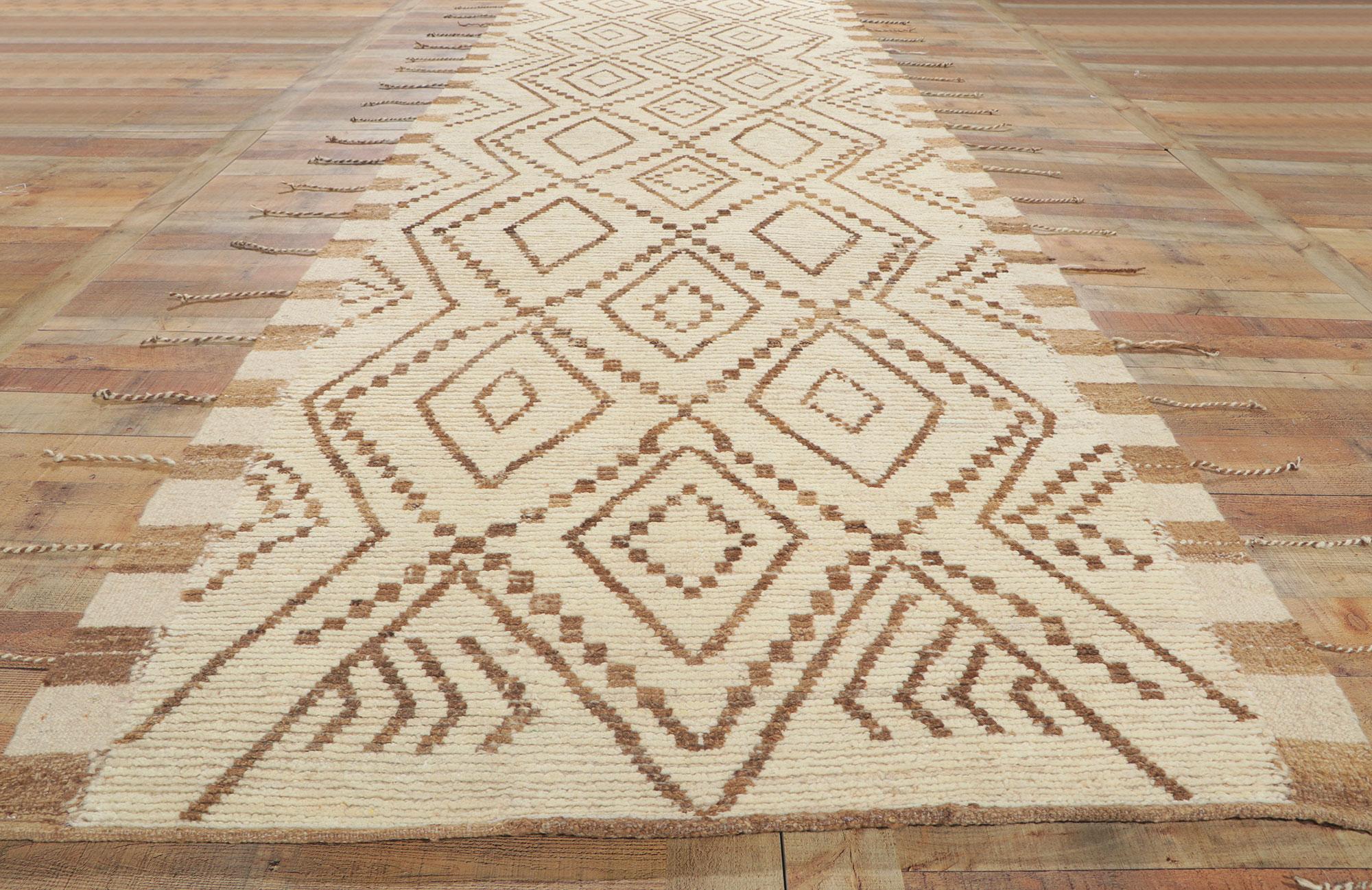 New Contemporary Moroccan Runner with Modern Tribal Style For Sale 1
