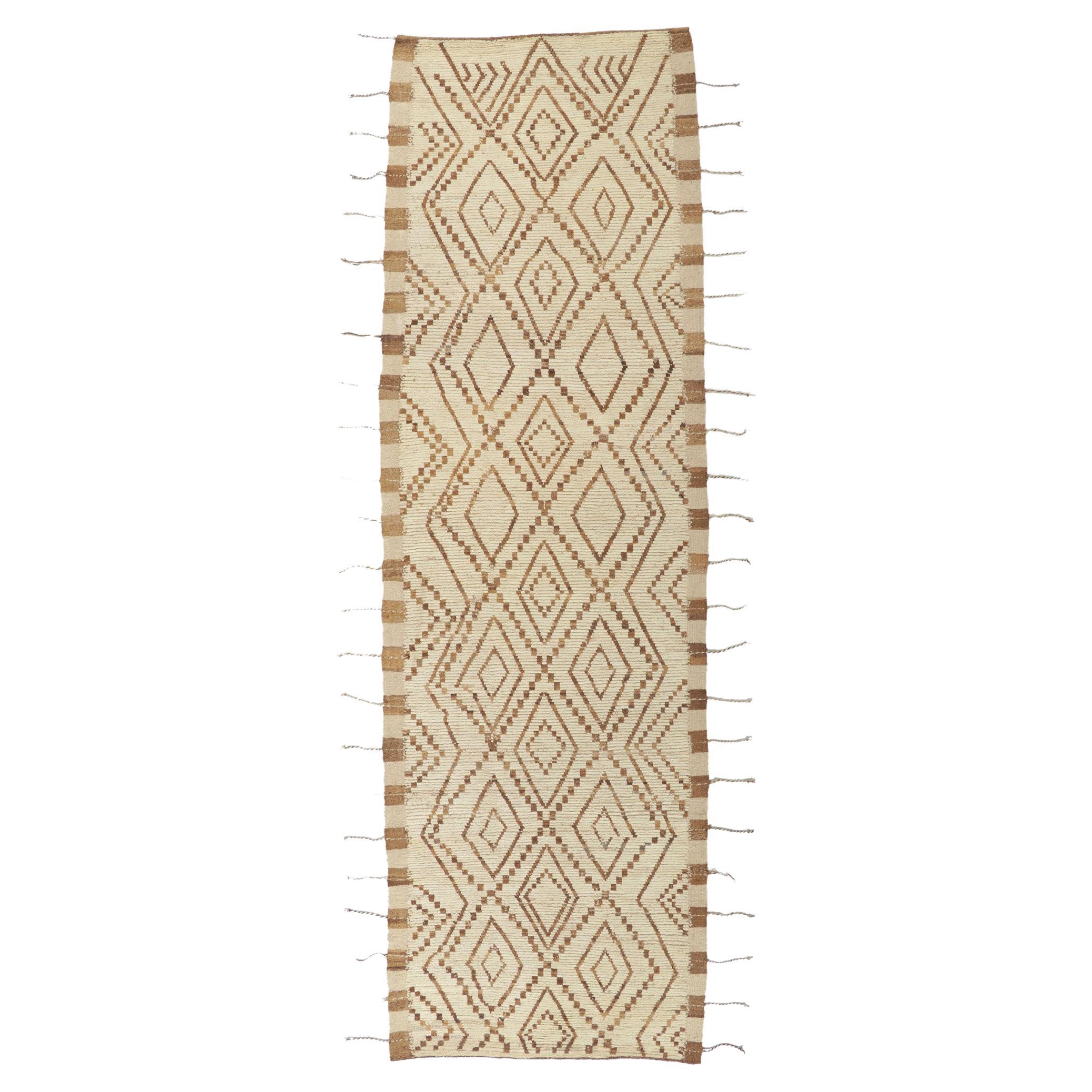 New Contemporary Moroccan Runner with Modern Tribal Style For Sale