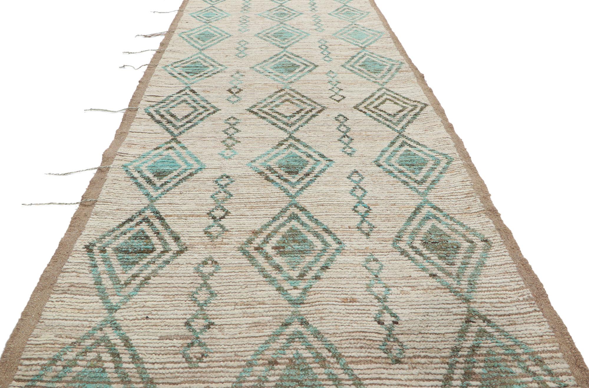 Pakistani New Contemporary Moroccan Style Runner with Short Pile For Sale